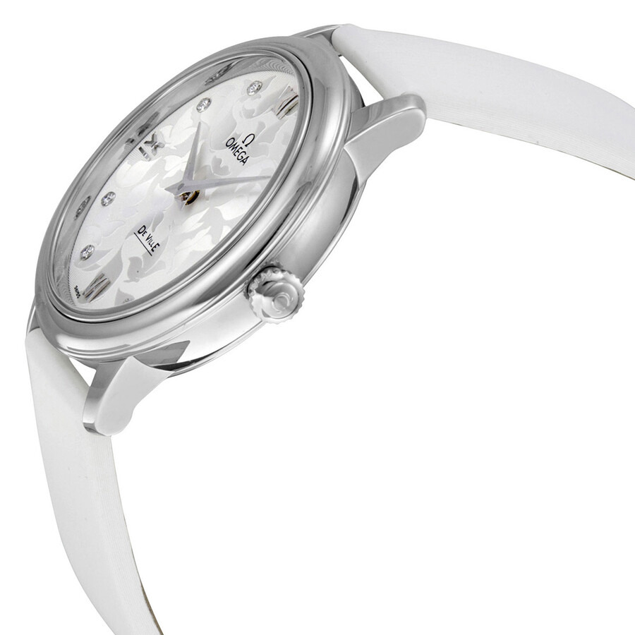 Omega De Ville White Diamond Dial White Satin Ladies Watch 42412336052001 - 2