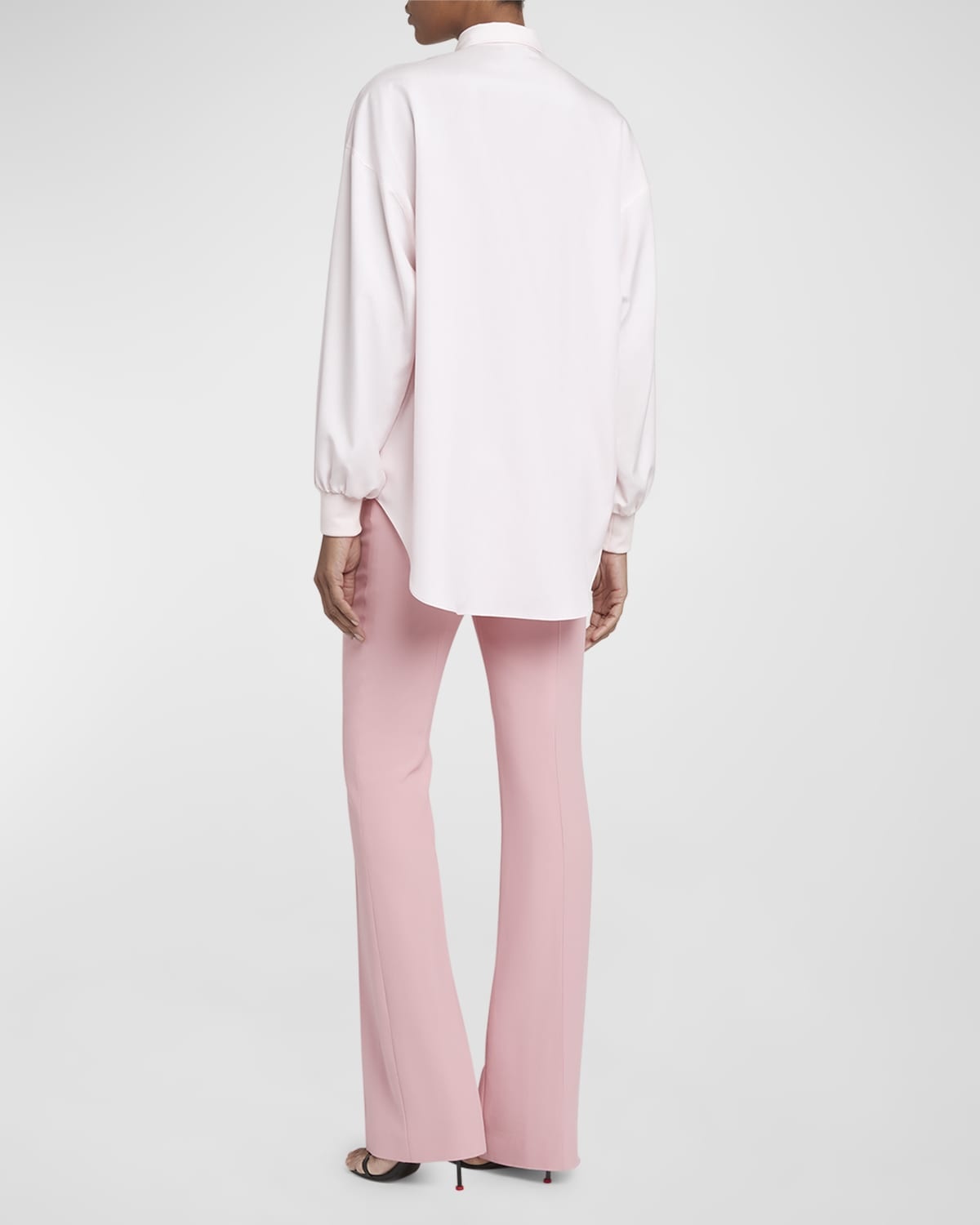 Button-Front Collared Blouse with Cocoon Sleeves - 4