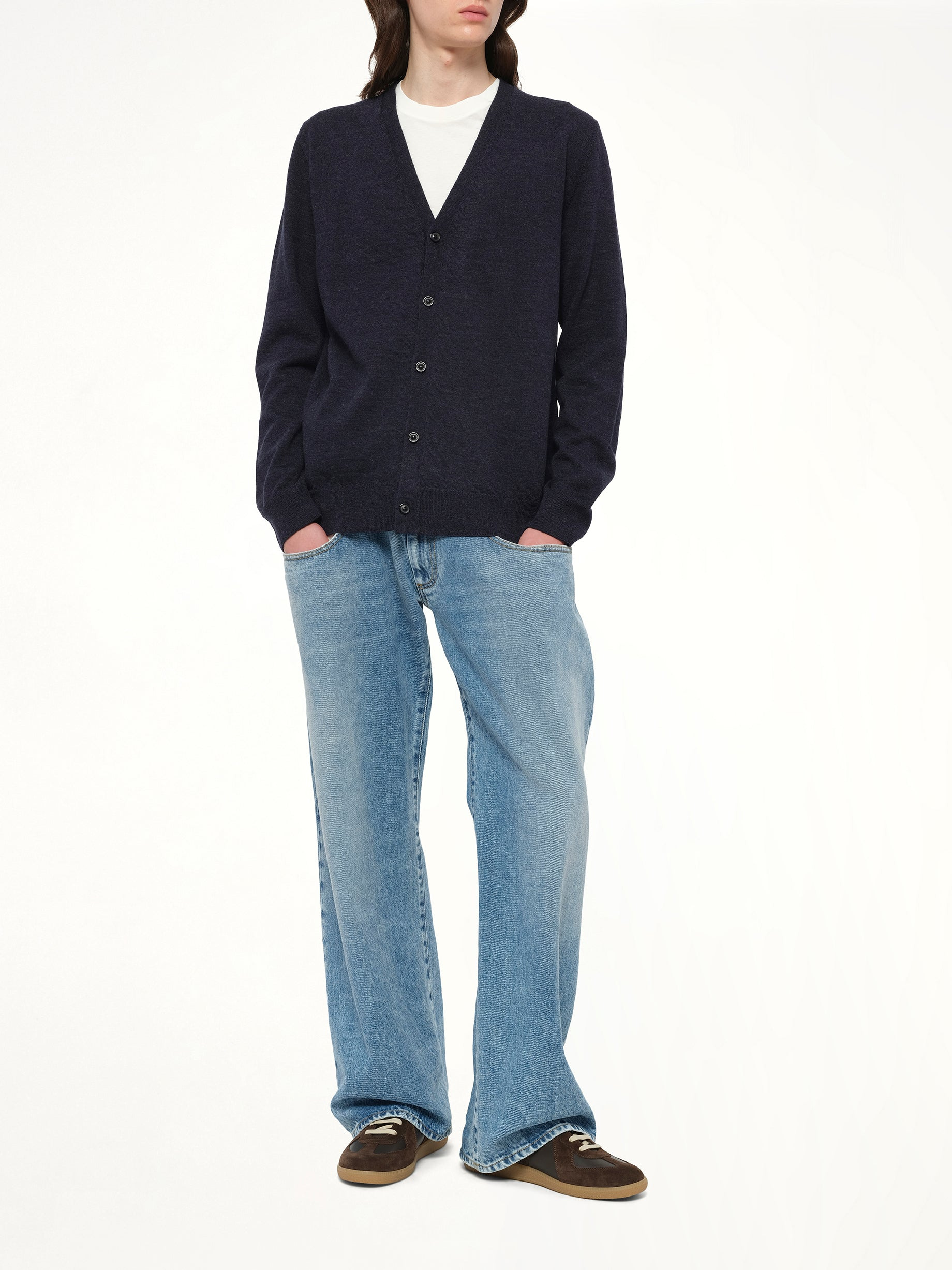 Gauge 12 Elbow Patch Cardigan in Navy - 4