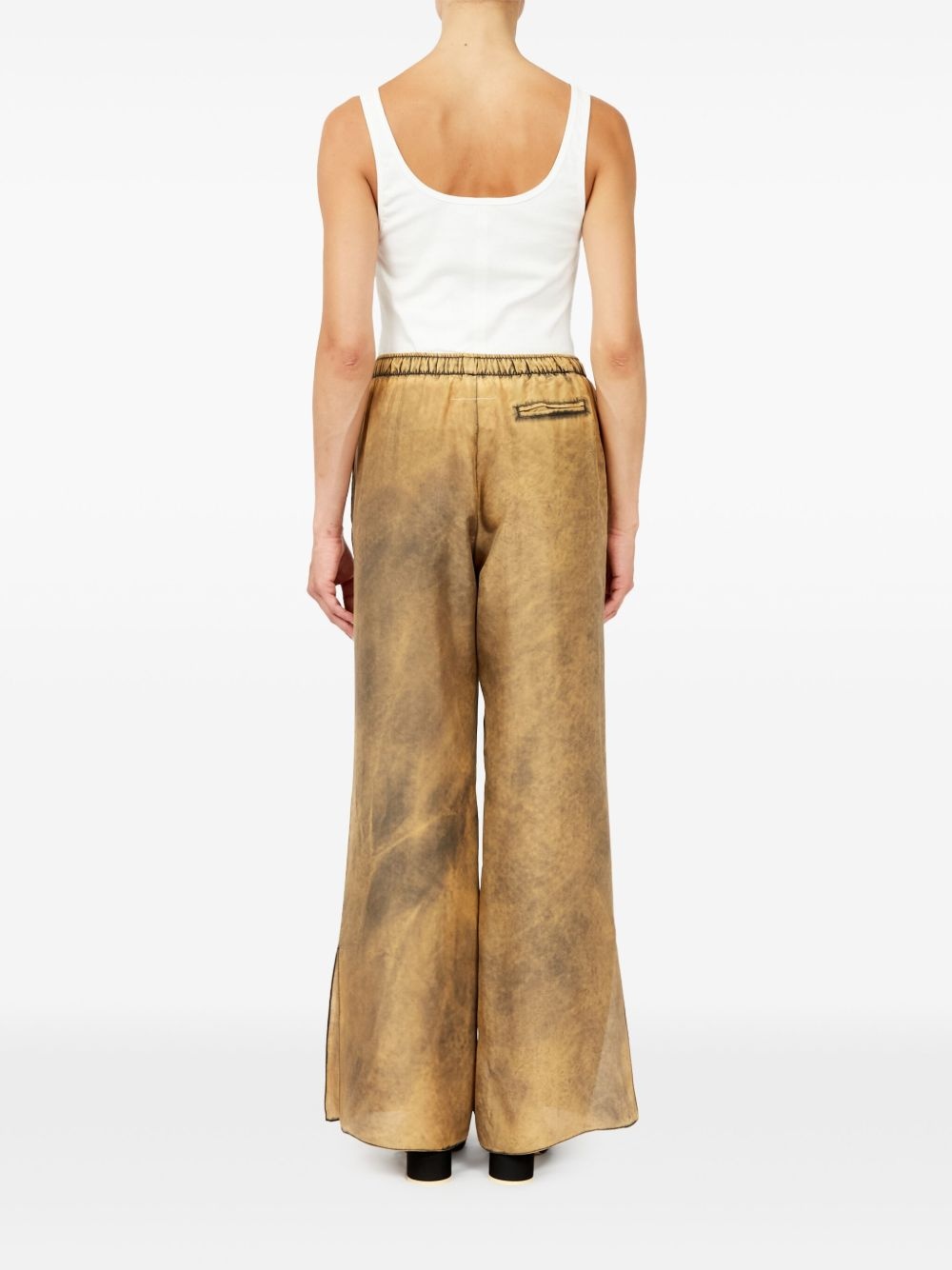 distressed-finish flared trousers - 4