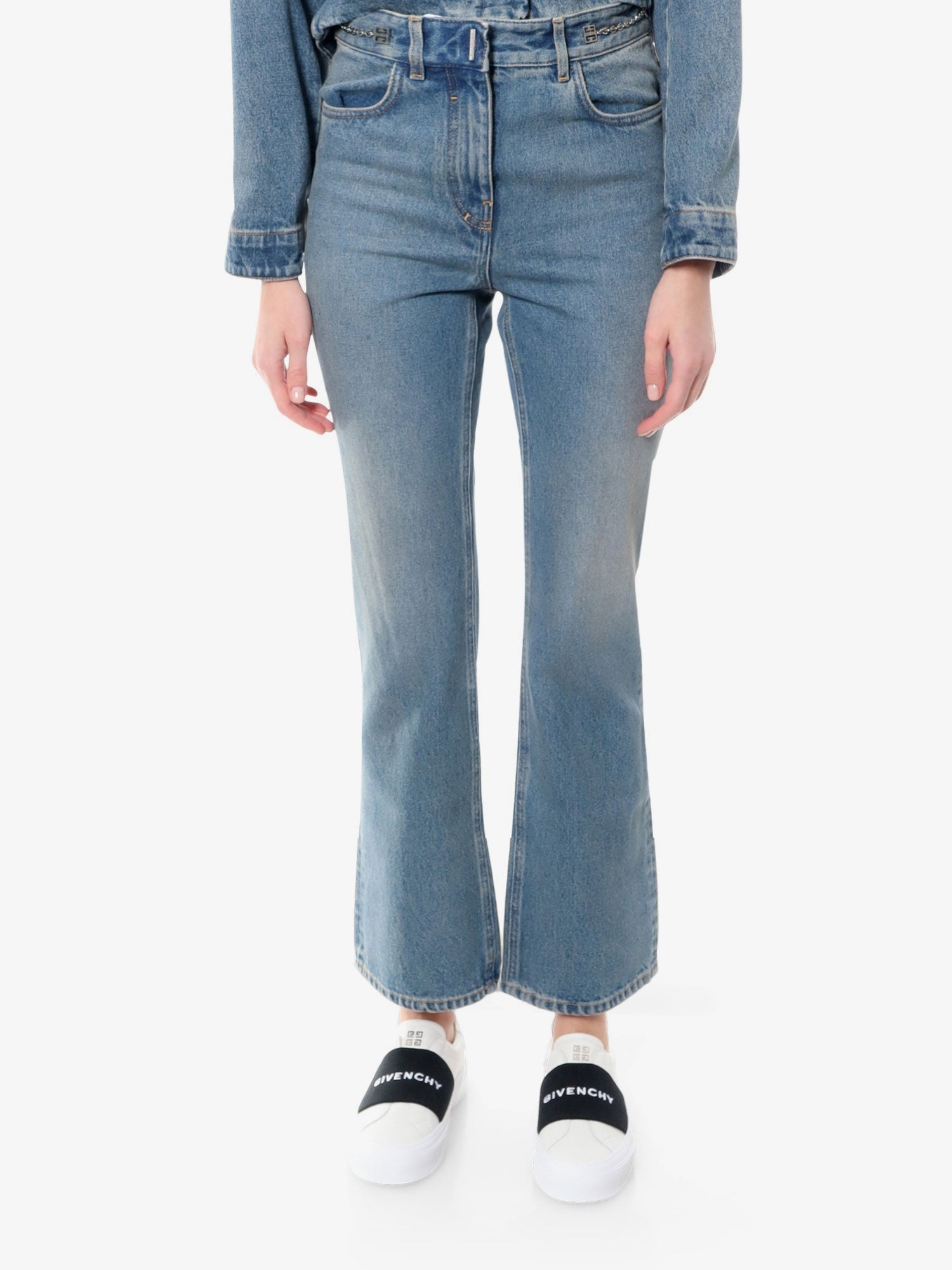 Givenchy Cotton Boot Cut Jeans With 4G Chain - 3