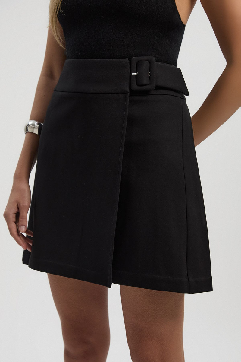 KAREN MILLEN Ponte Pleat Wrap Mini Skirt outlook