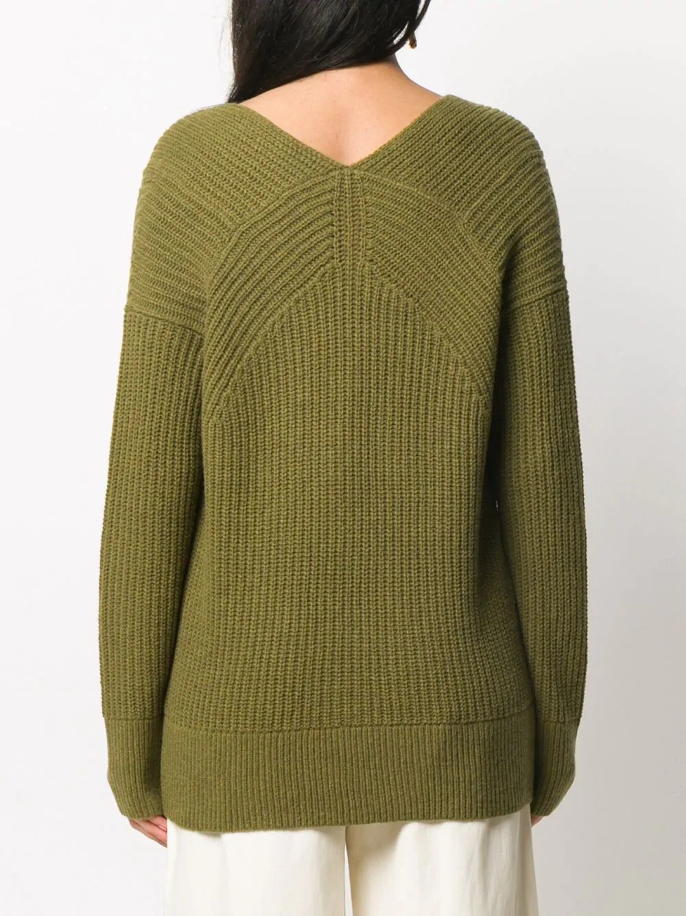 knitted V-neck jumper - 4