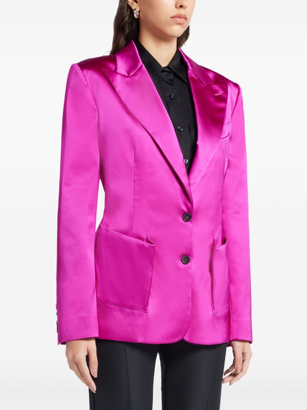 single-breasted satin blazer - 3