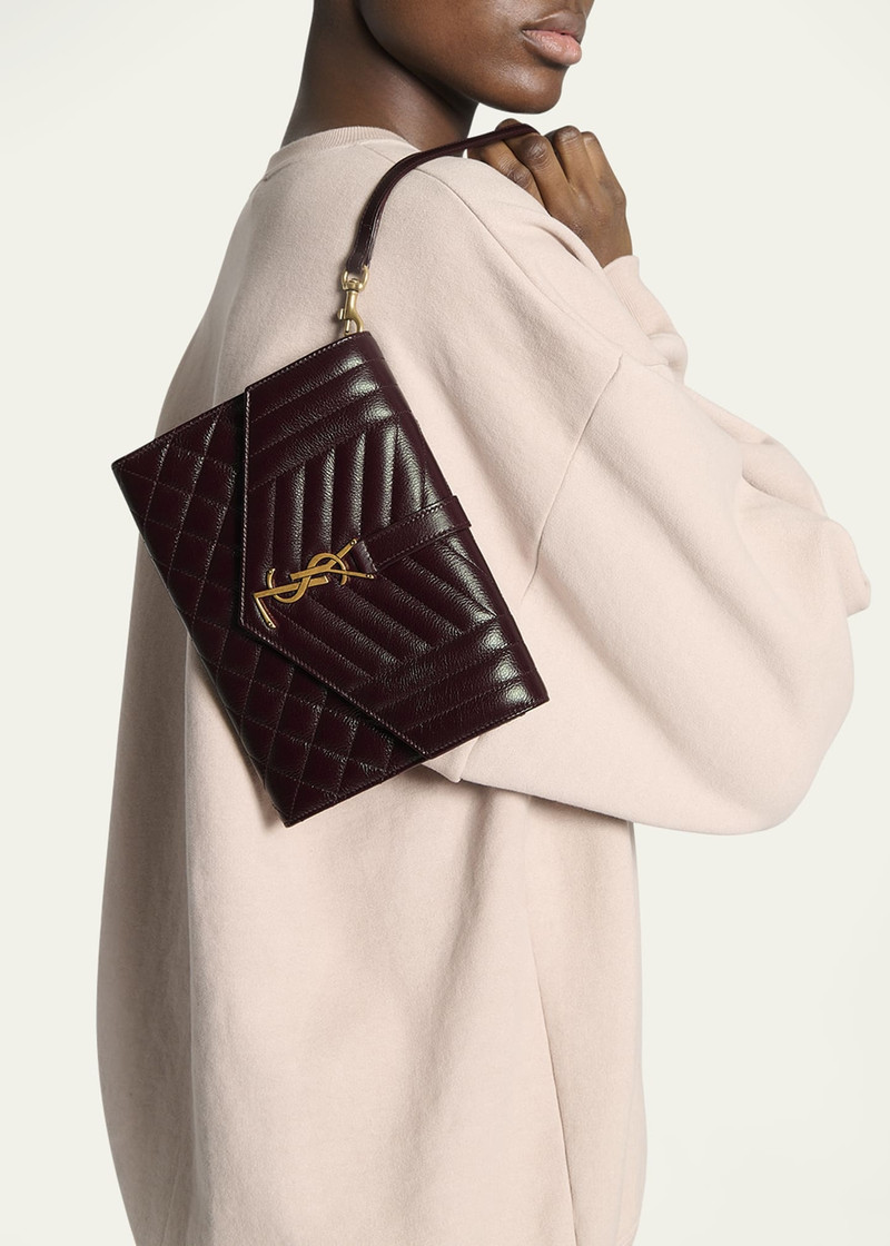 SAINT LAURENT YSL Envelope Flap Pouch in Quilted Leather outlook