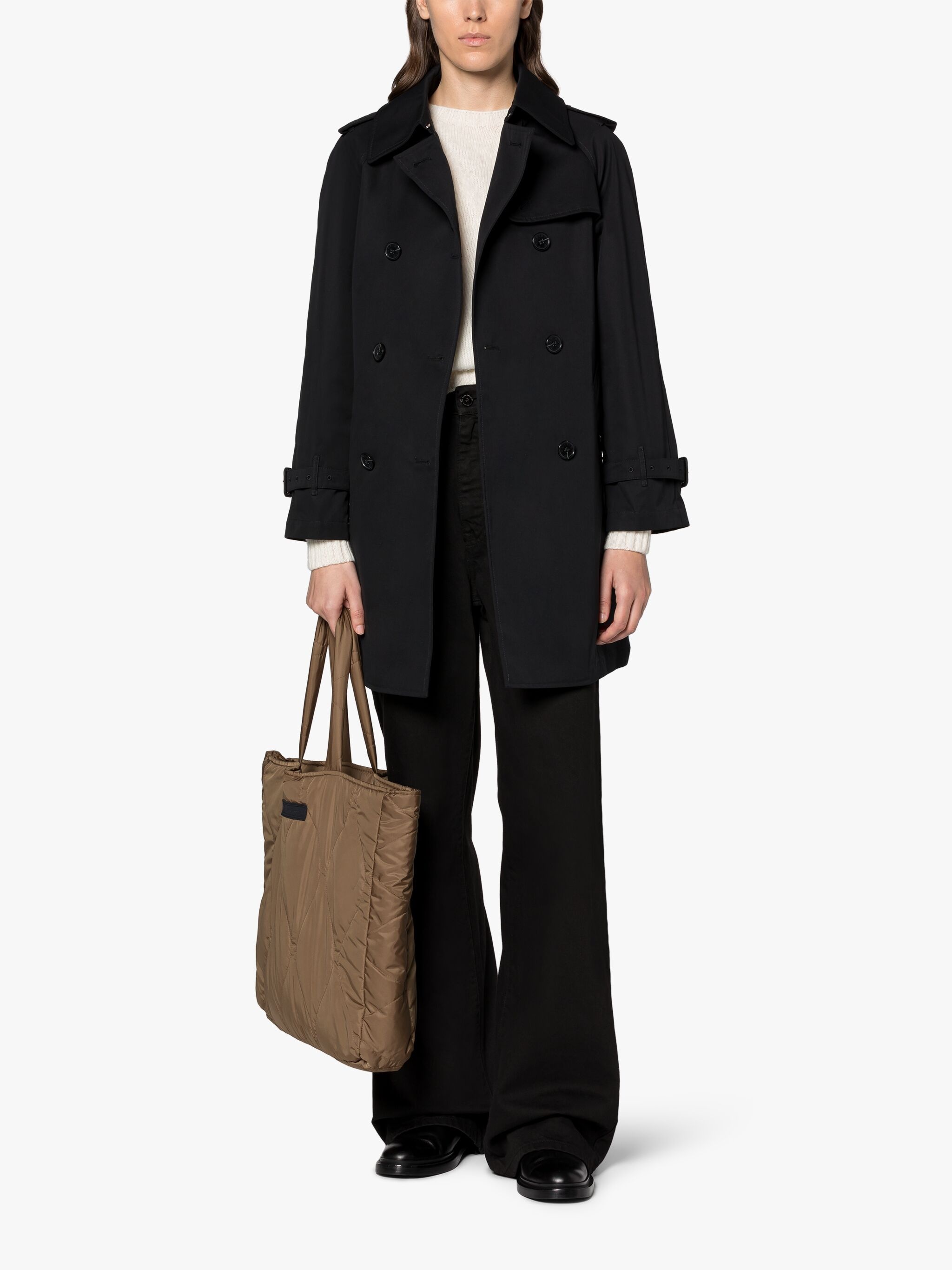 MUIE BLACK COTTON SHORT TRENCH COAT - 2