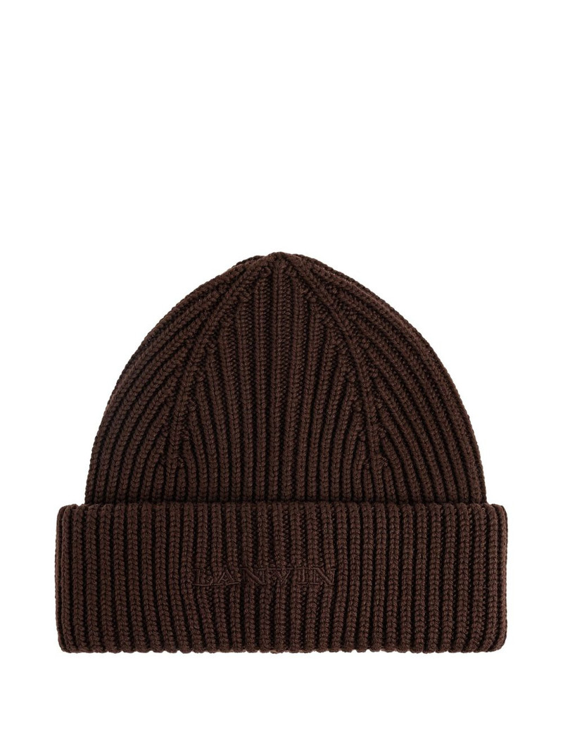 Lanvin ribbed logo beanie outlook