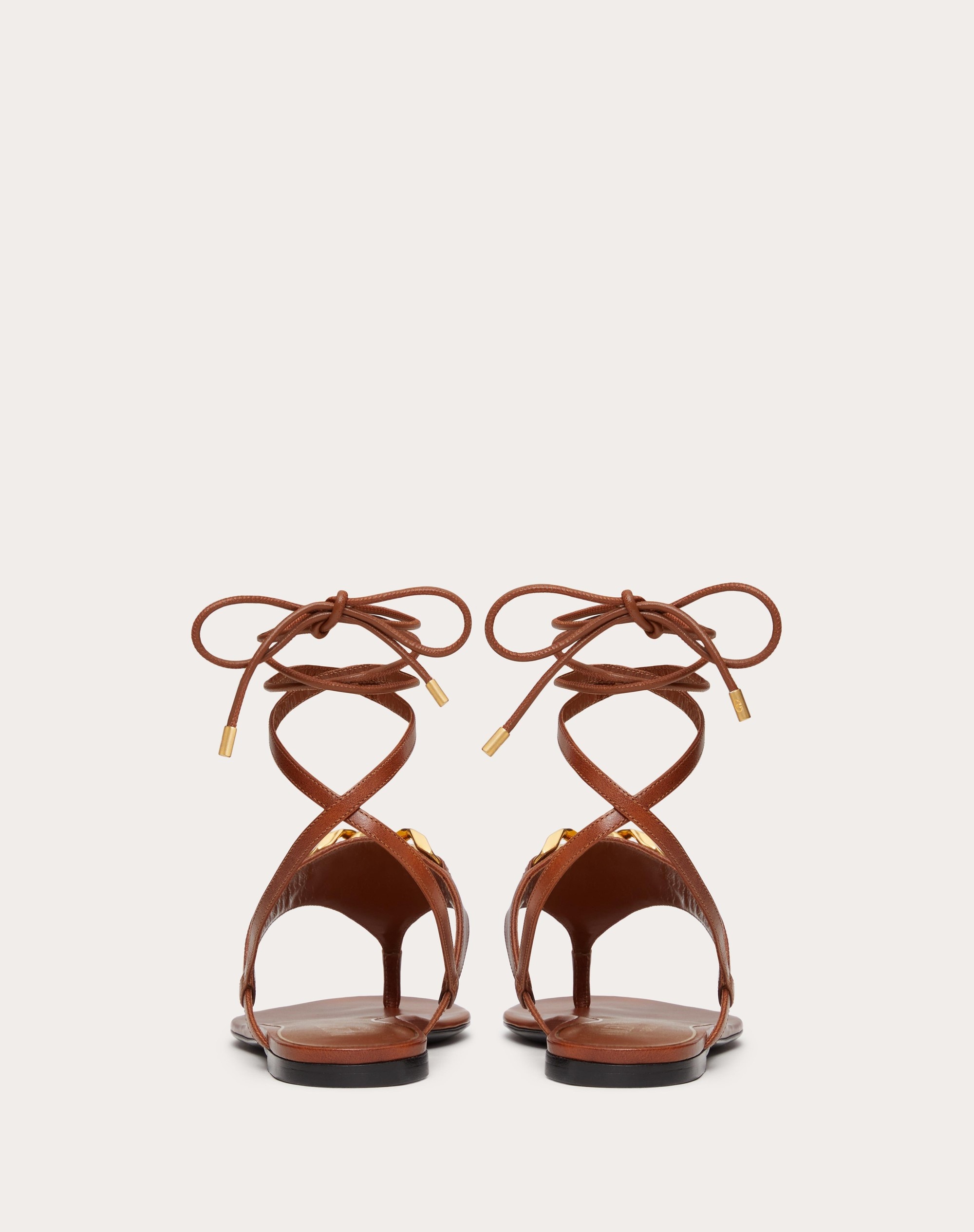 VLOGO CHAIN CALFSKIN FLAT THONG SANDALS - 3