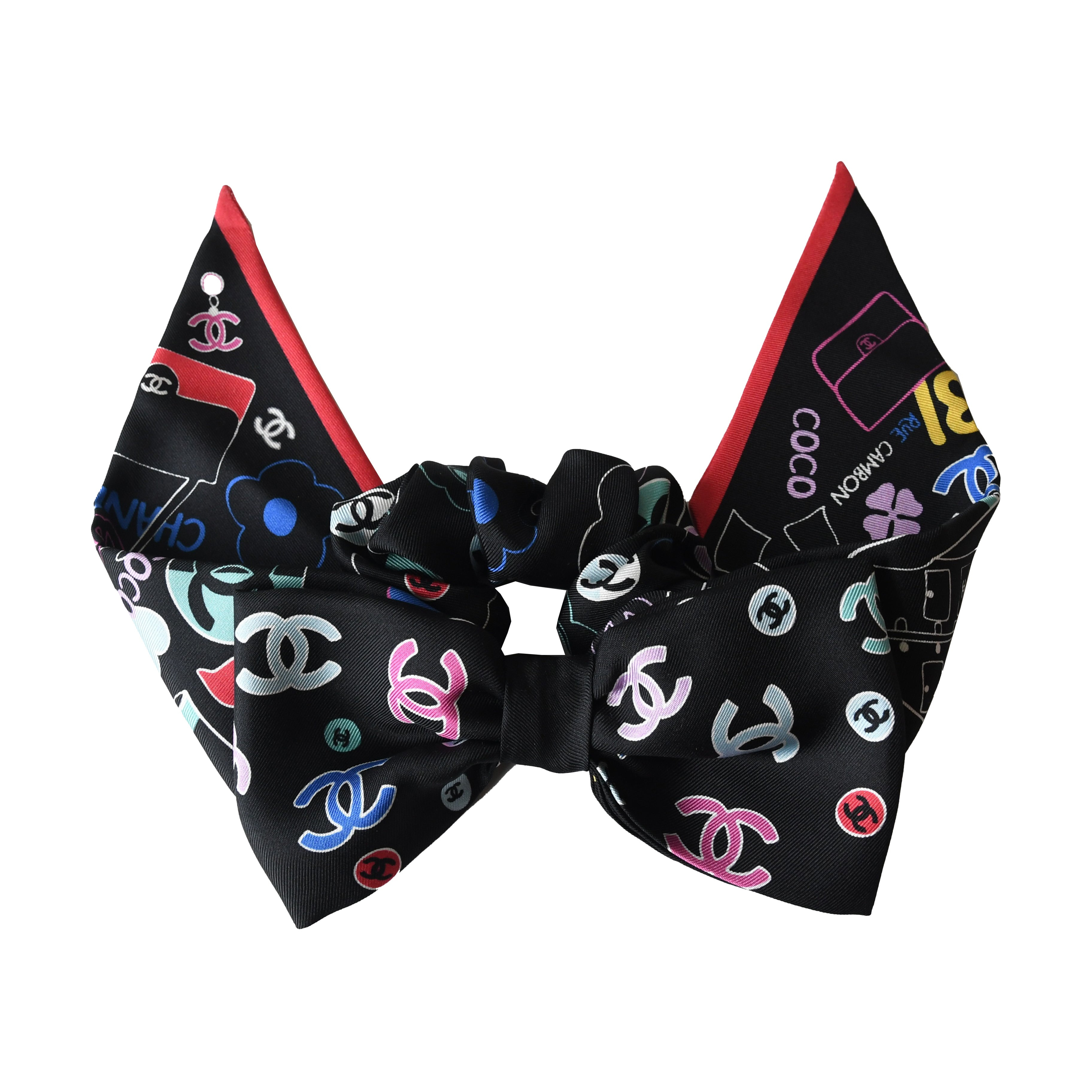 Chanel Silk CC Logo Pattern Ribbon Hair Band Multicolor - 2
