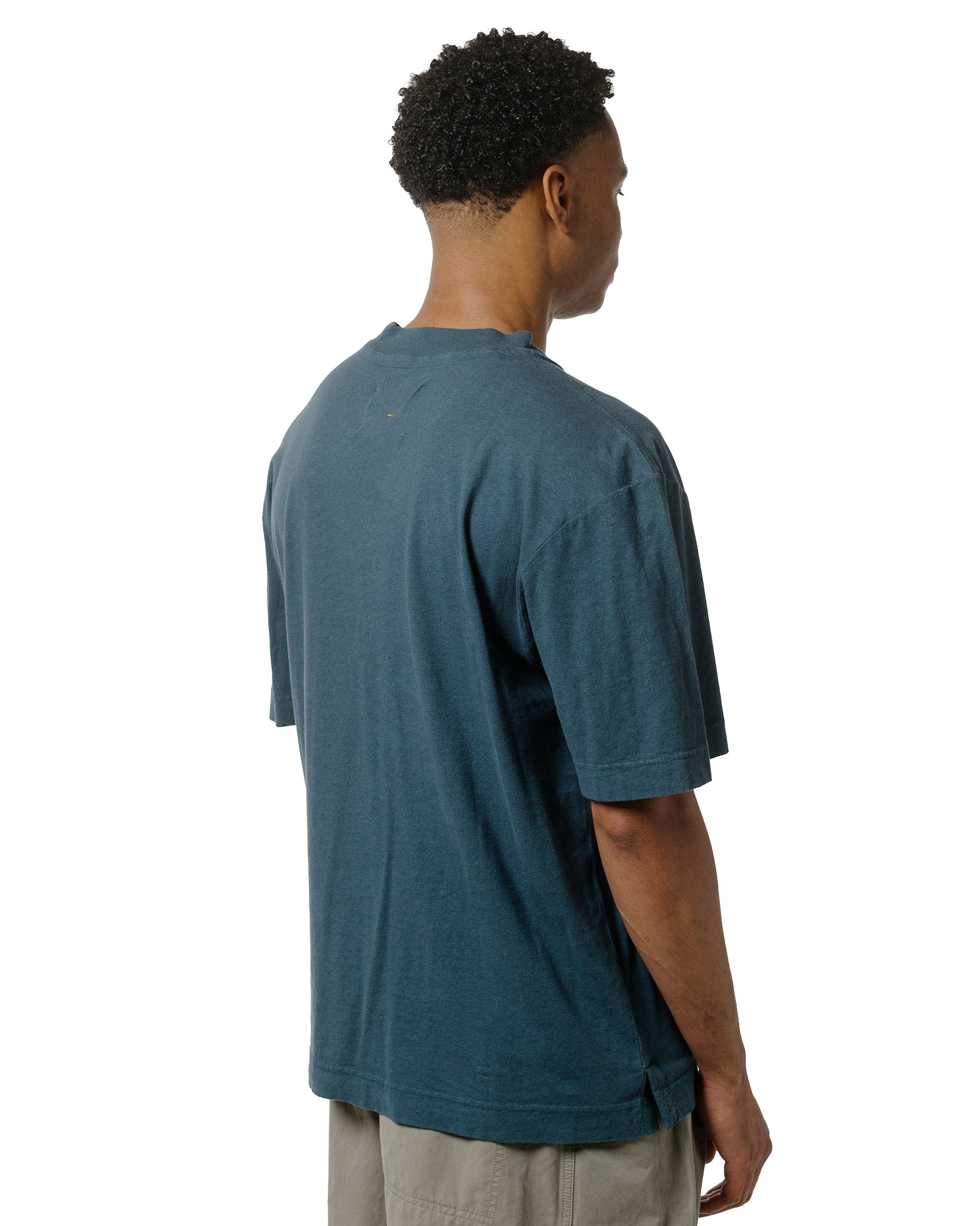 MHL Simple T-Shirt Organic Cotton Linen Jersey Mineral Blue - 3