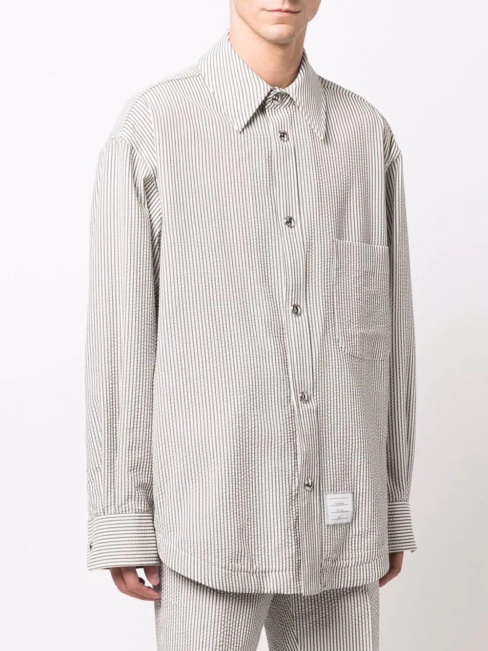 RWB grosgrain-placket seersucker oversized shirt jacket - 3