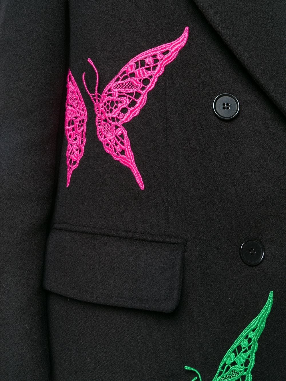 lace butterfly double-breasted coat - 5