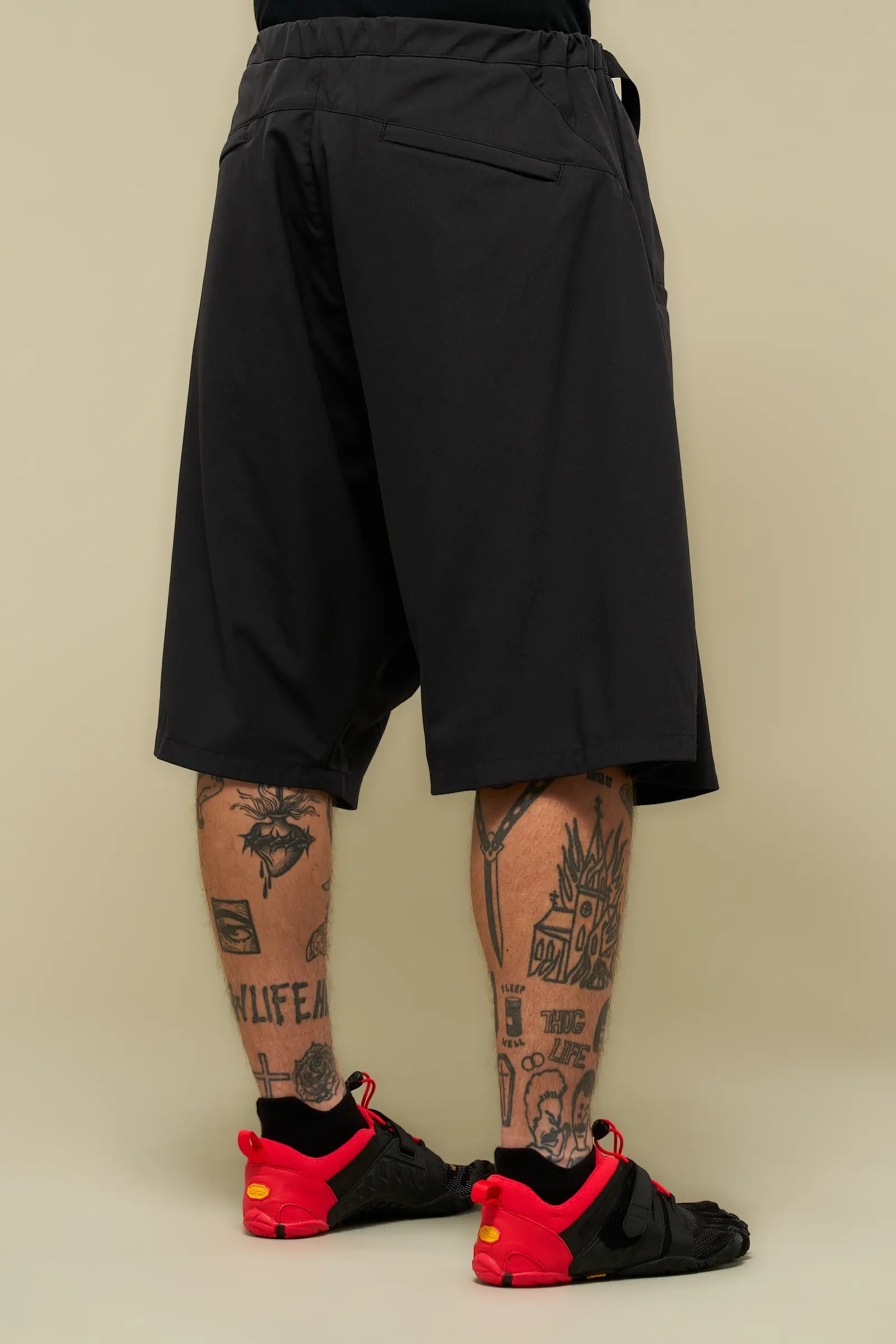 SP62-M Nylon Stretch Web Belt Short Pant Black - 7