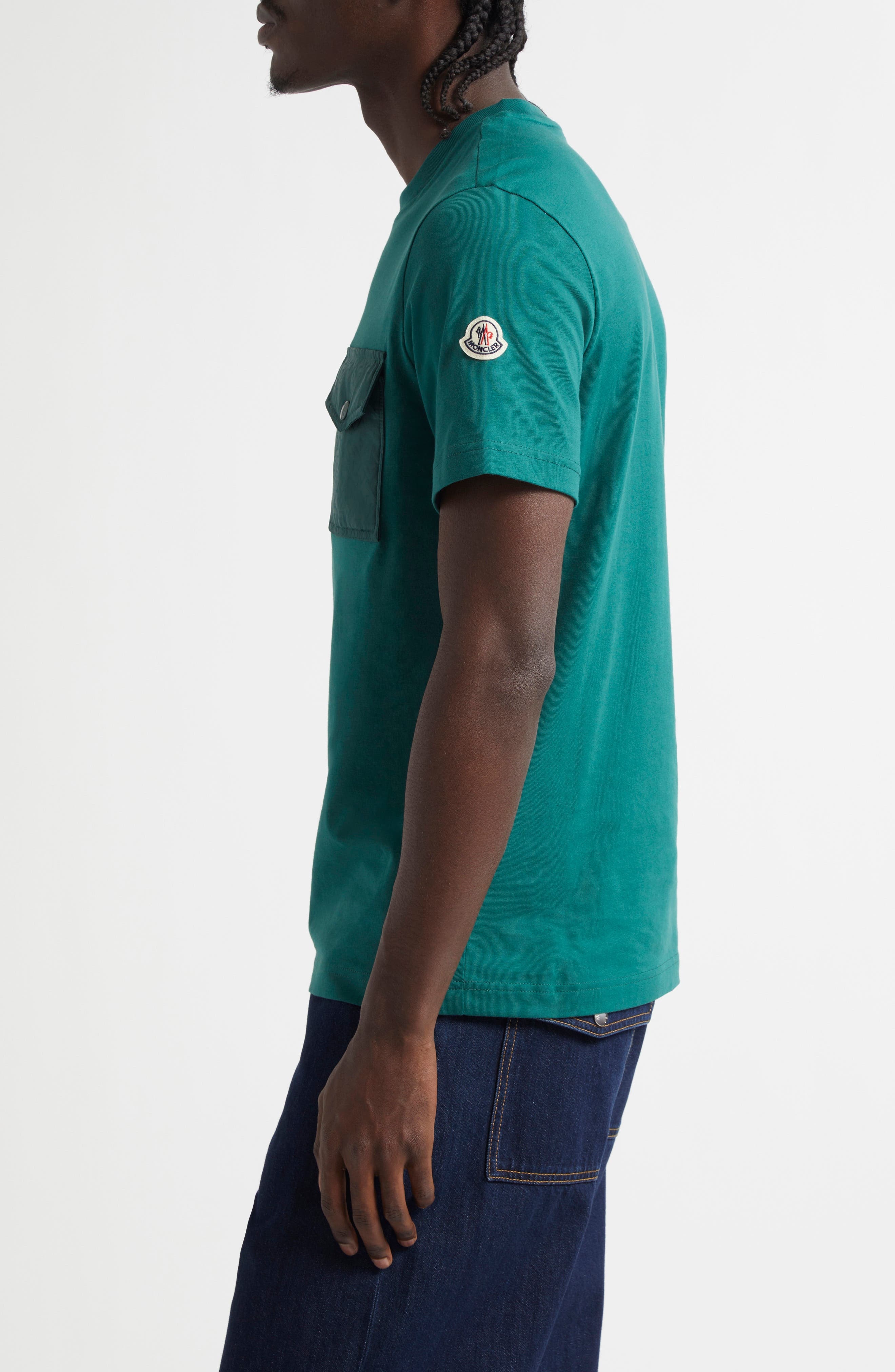 Moncler Logo Patch Cotton Pocket T-Shirt in Botanical Garden at Nordstrom - 3