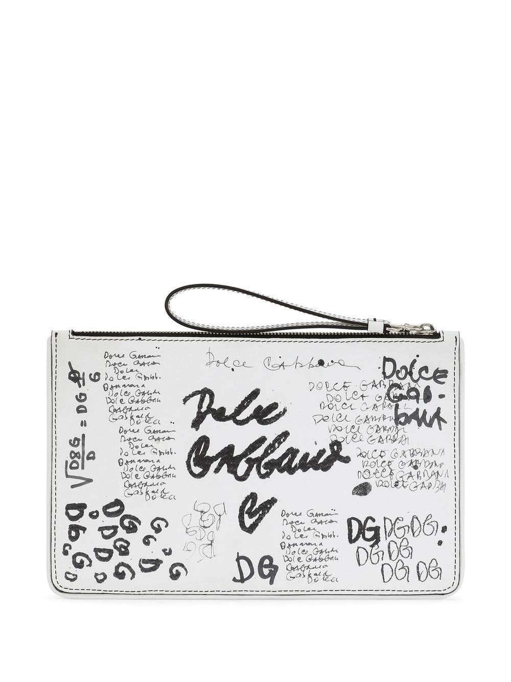 graffiti-print leather clutch bag - 2