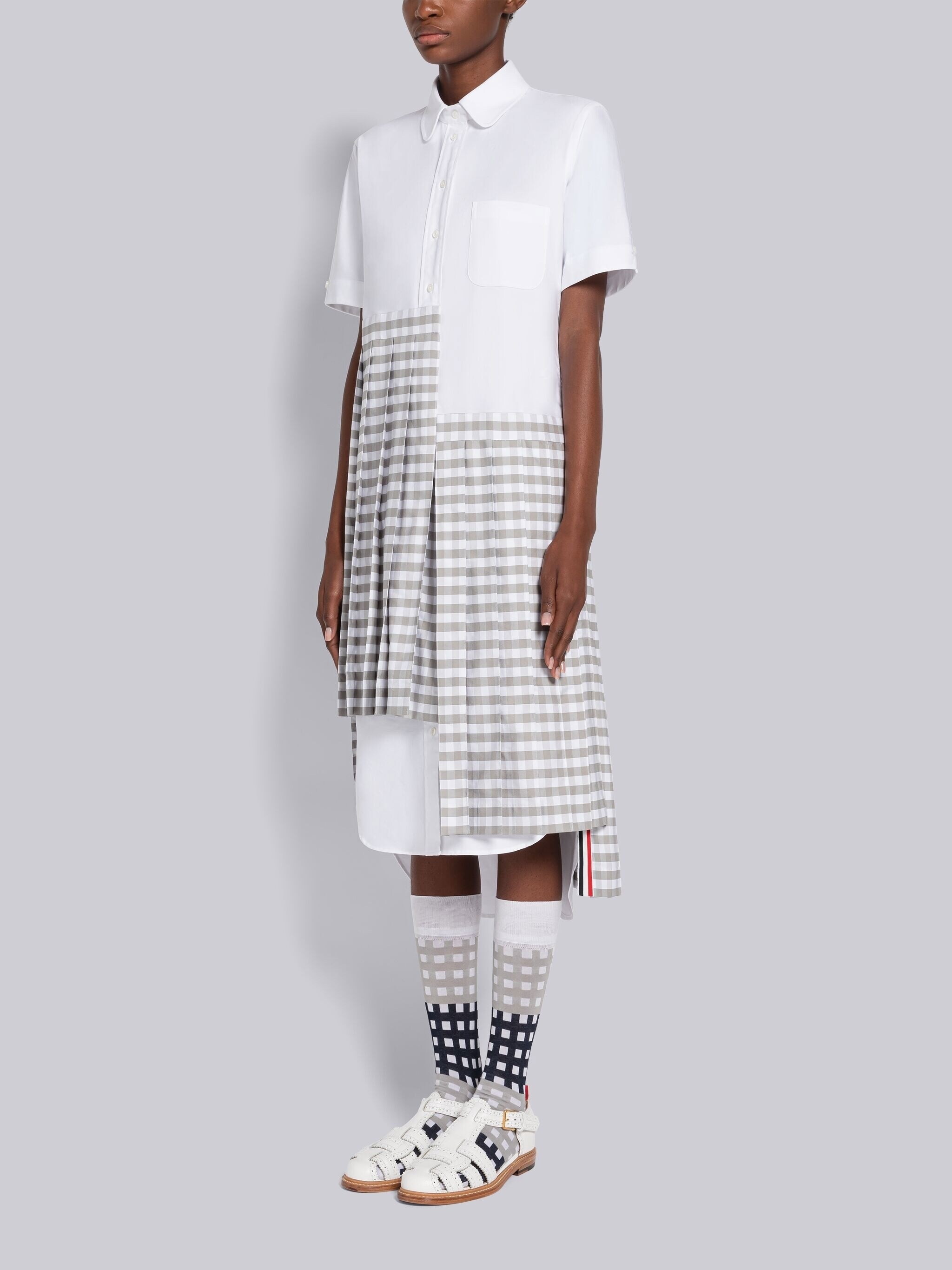 Gingham Oxford 2-in-1 Pleated Dress - 2