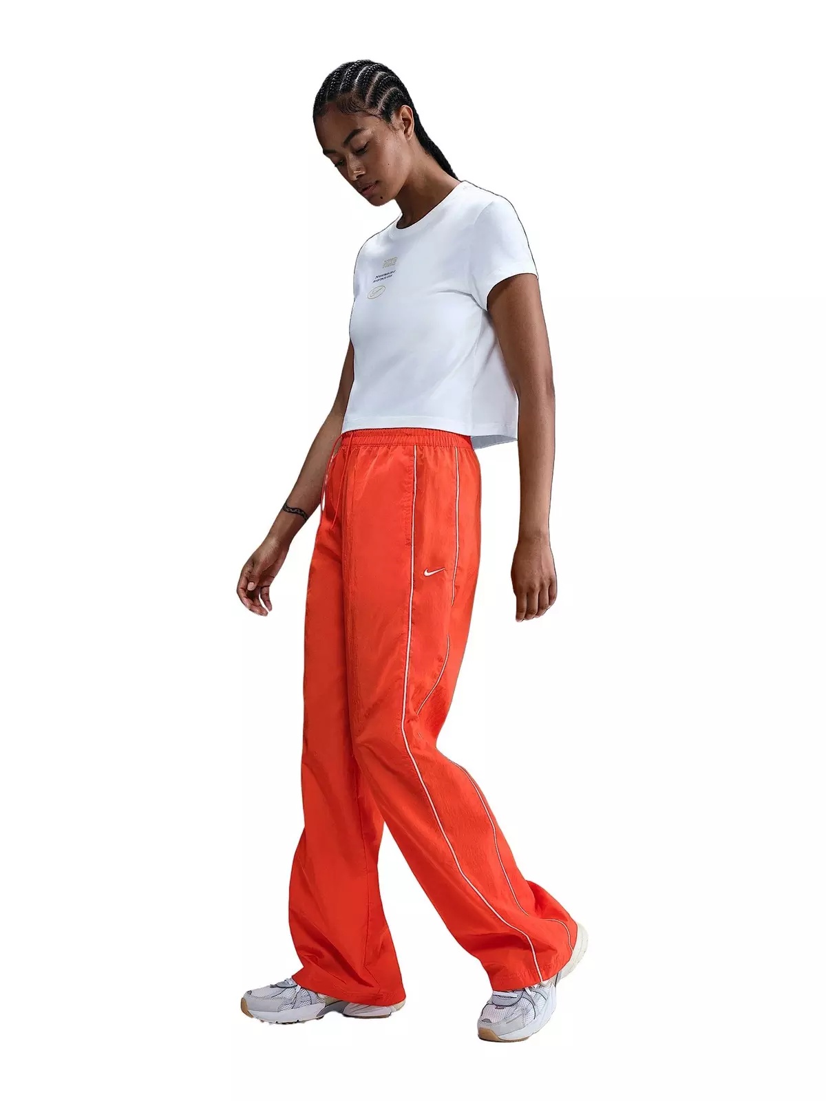 Women's Windrunner High-Waisted Woven Open-Hem Pants -Red - 4