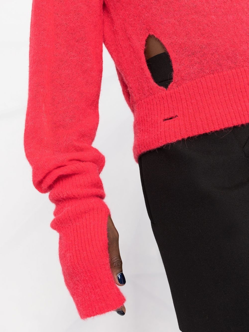 distressed-effect high-neck jumper - 5