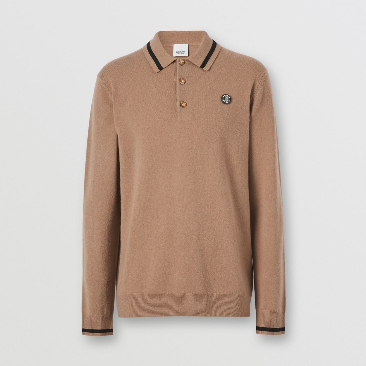 Long-sleeve Monogram Motif Cashmere Polo Shirt - 1