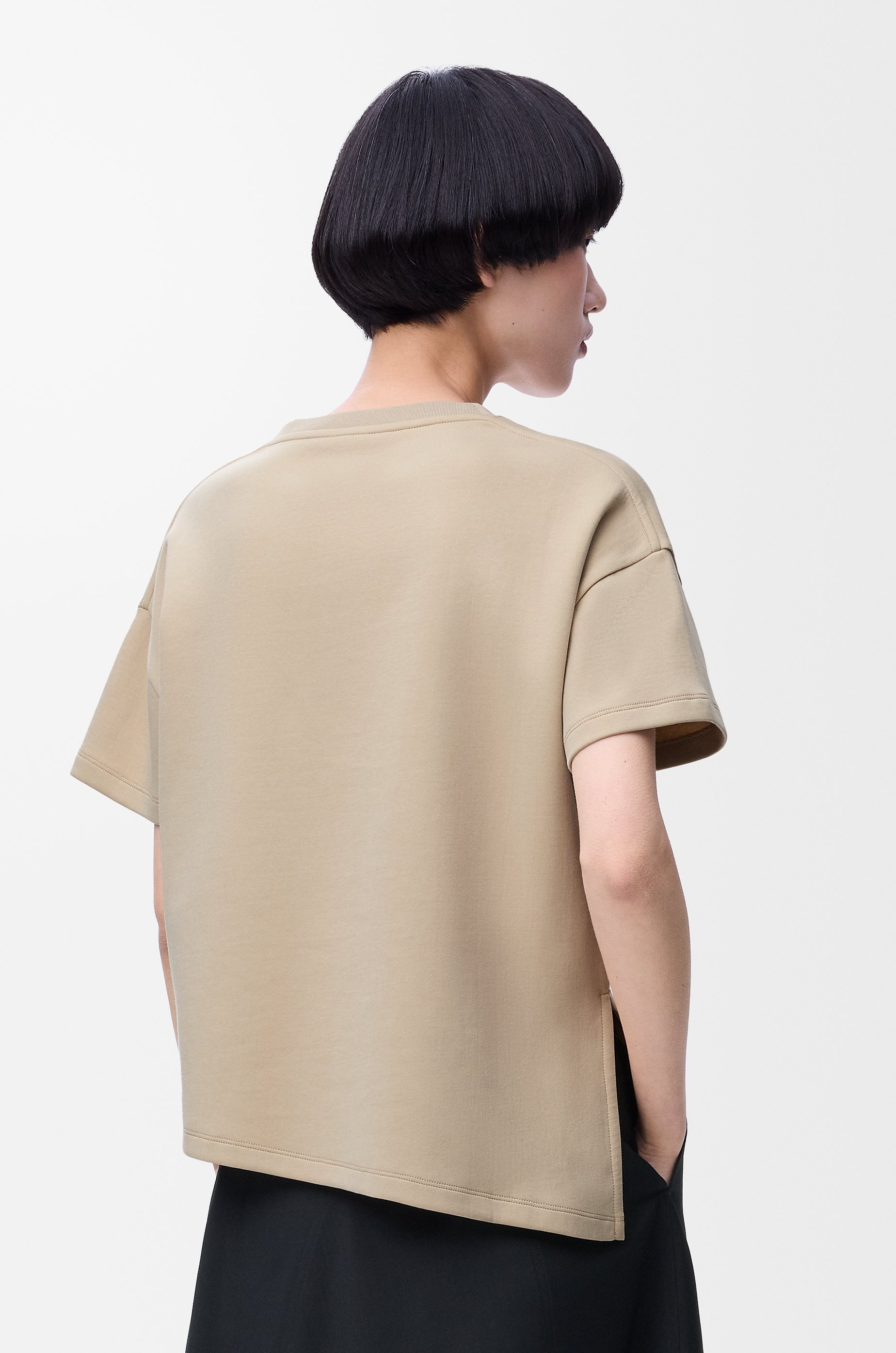 Asymmetric t-shirt in cotton blend - 4