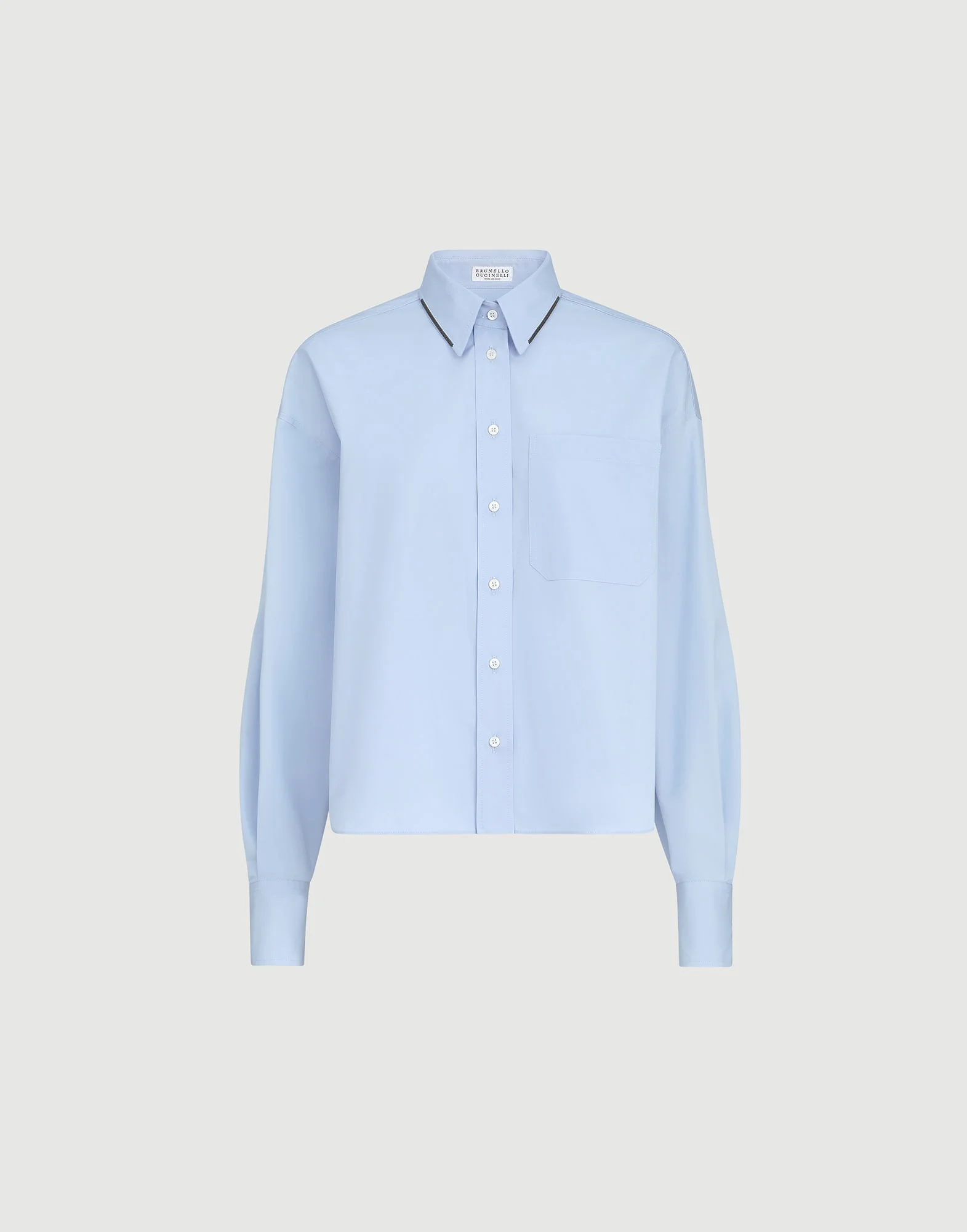 Cotton poplin shirt with shiny details - 1