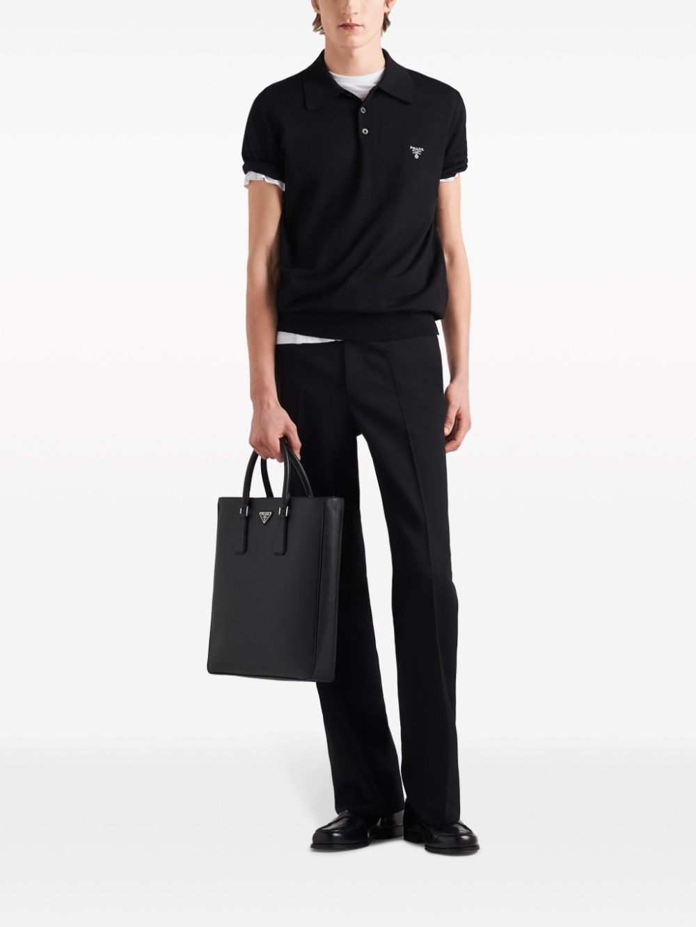 logo-embroidered wool polo shirt - 2