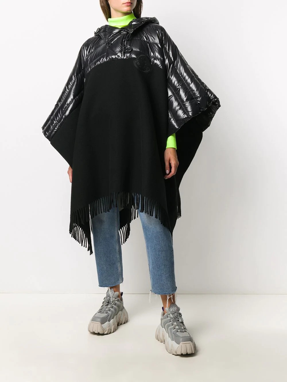 fringed hooded poncho - 2