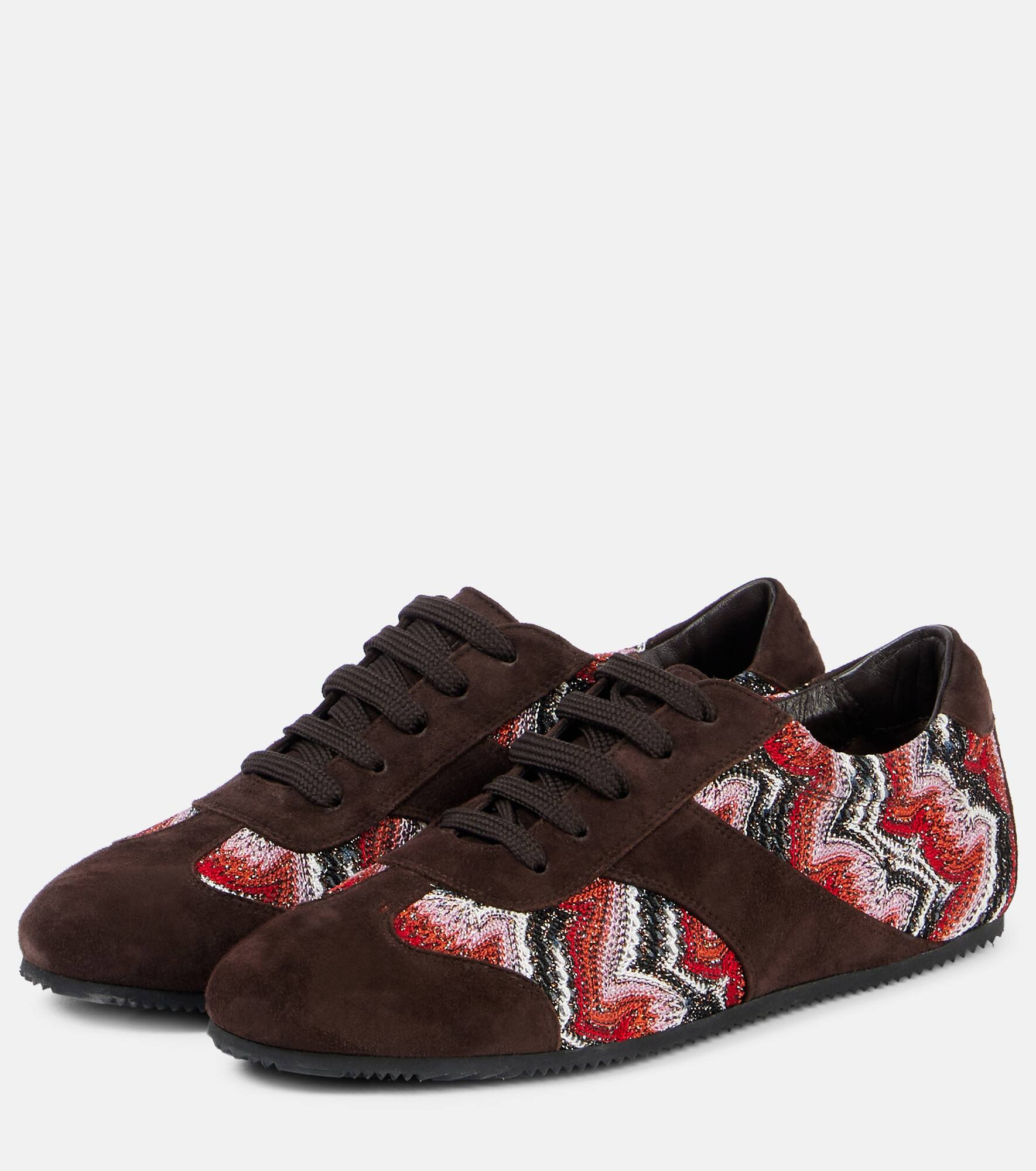 Lamé-trimmed suede sneakers - 4