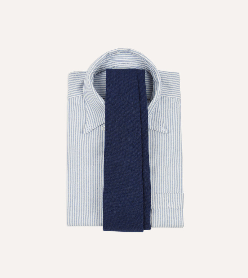 Drake's Indigo Pure Cashmere Solid Tipped Tie outlook