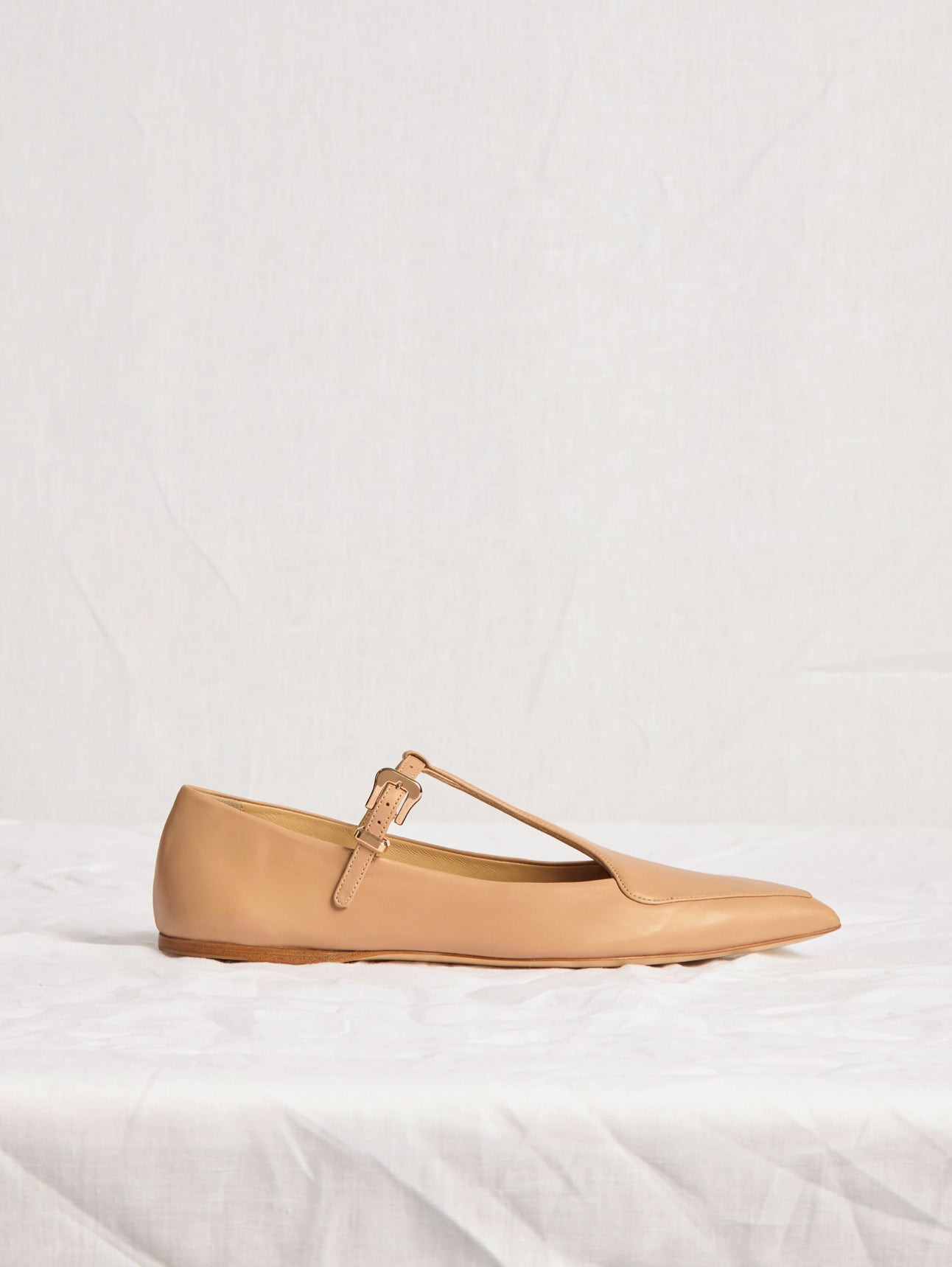 Liv Ballerina Flat Shoe in Nude Nappa Leather - 4