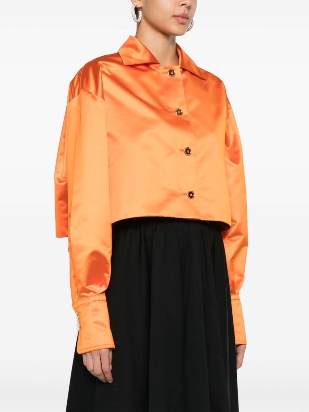 cropped satin shirt jacket - 3