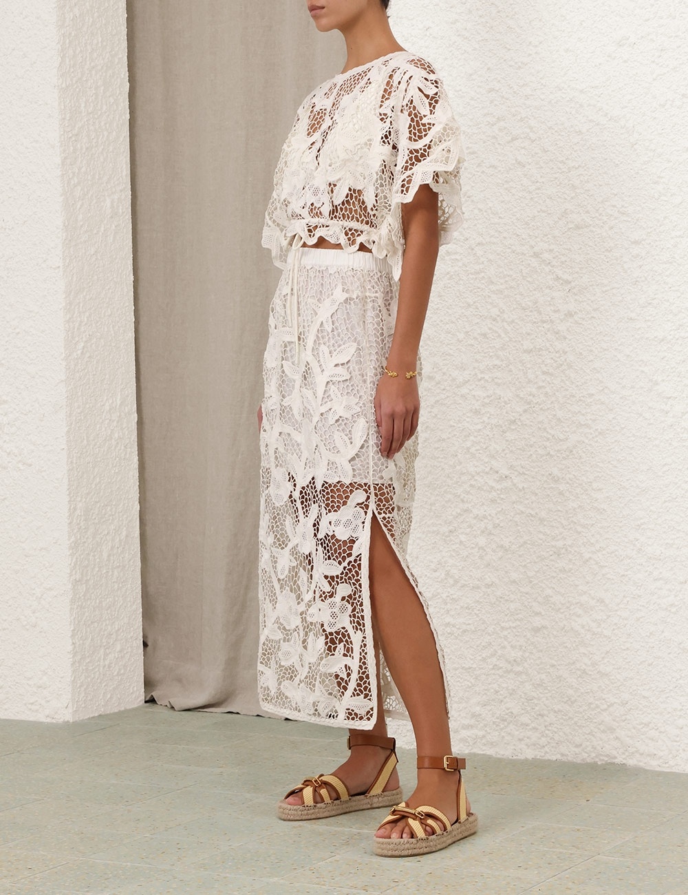 GOLDEN CROCHET LACE SKIRT - 3