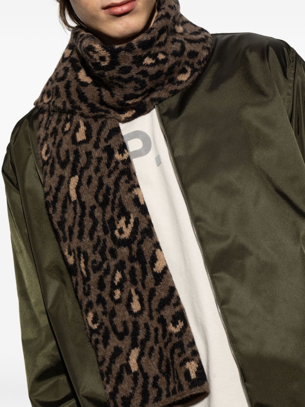 leopard-intarsia scarf - 5