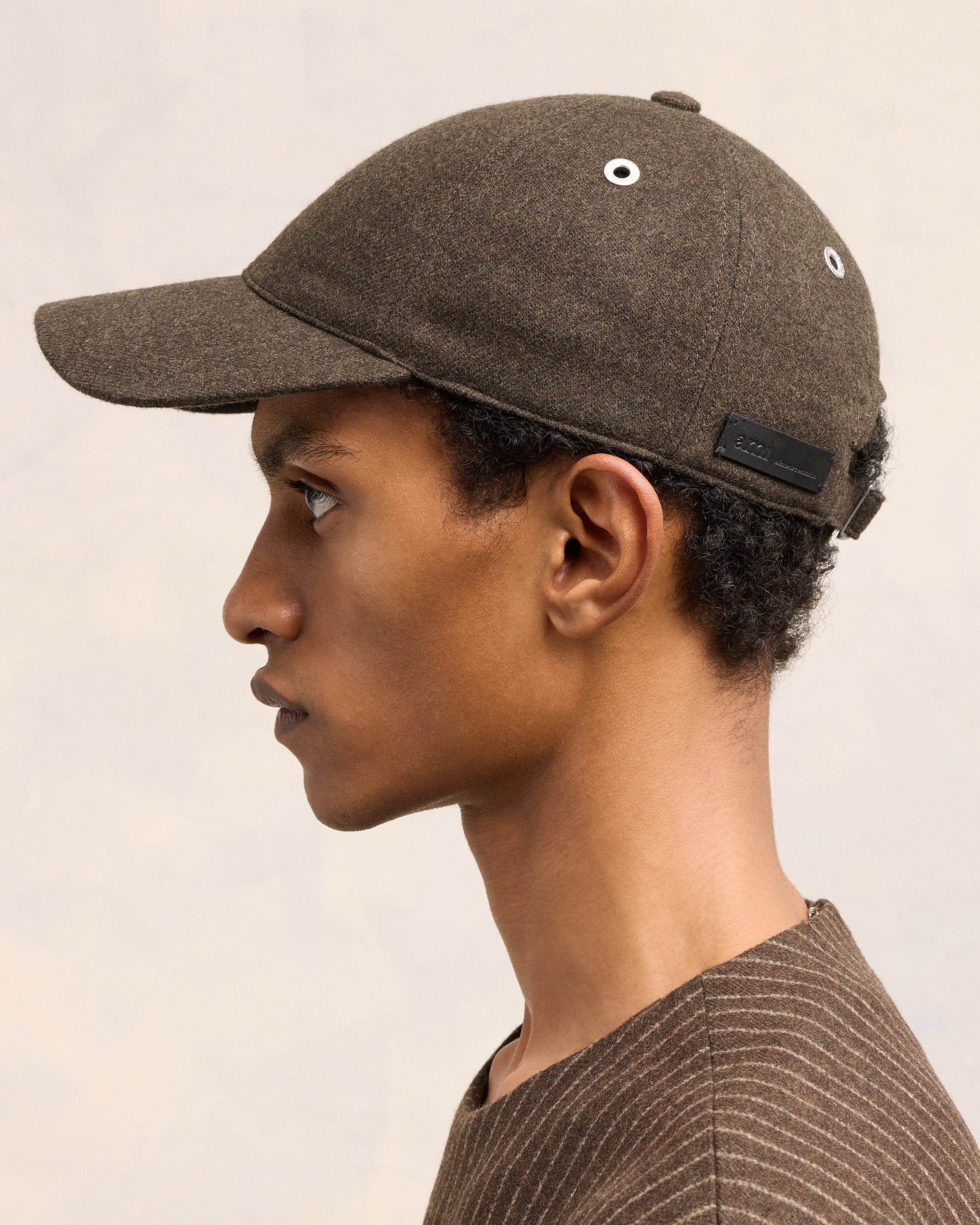 AMI ALEXANDRE MATTIUSSI LEATHER PATCH CAP - 5
