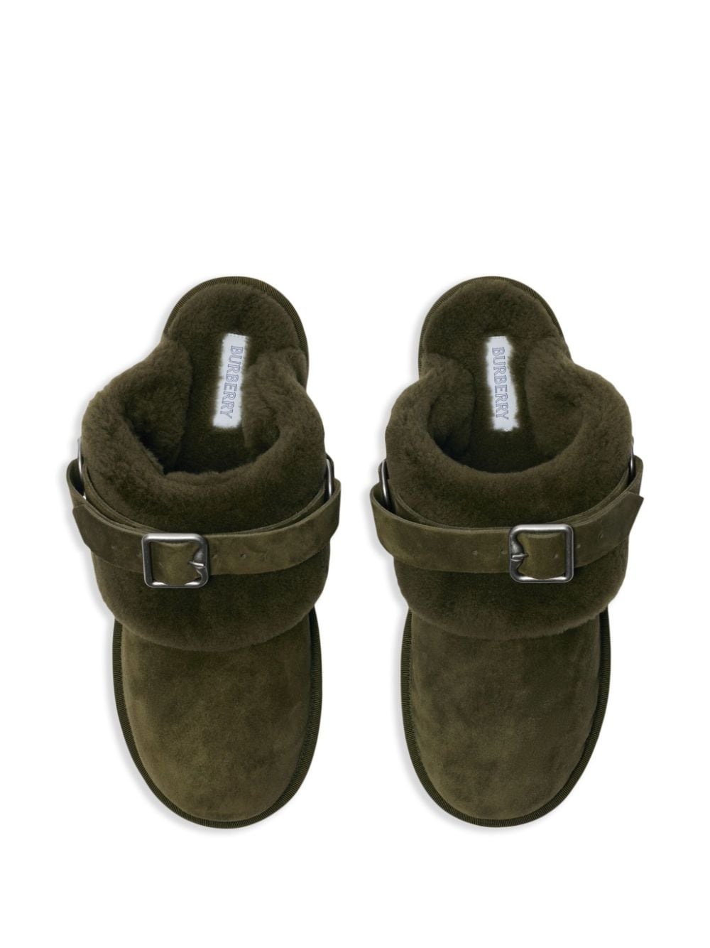 suede and shearling chubby mules - 4