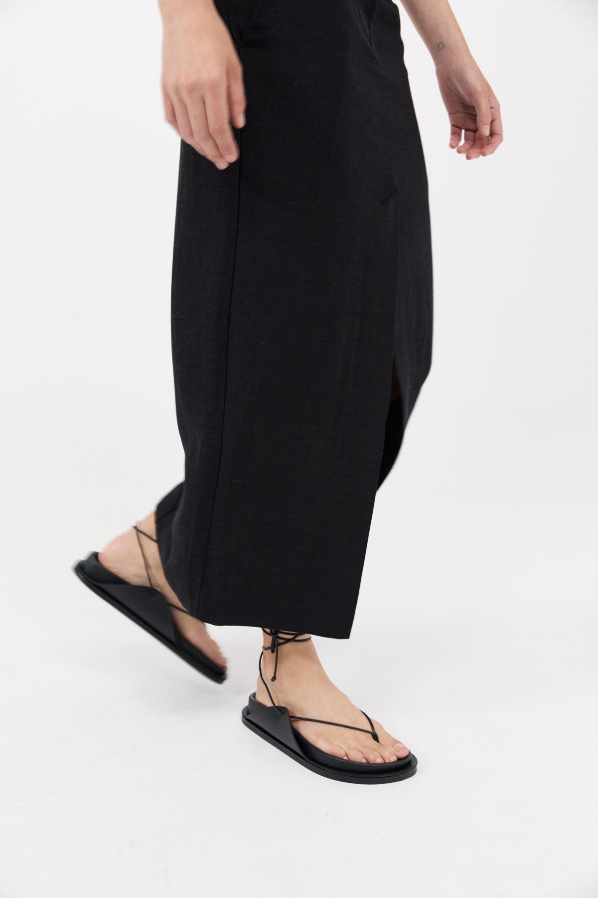 Everyday Tie Up Sandals - Black - 4
