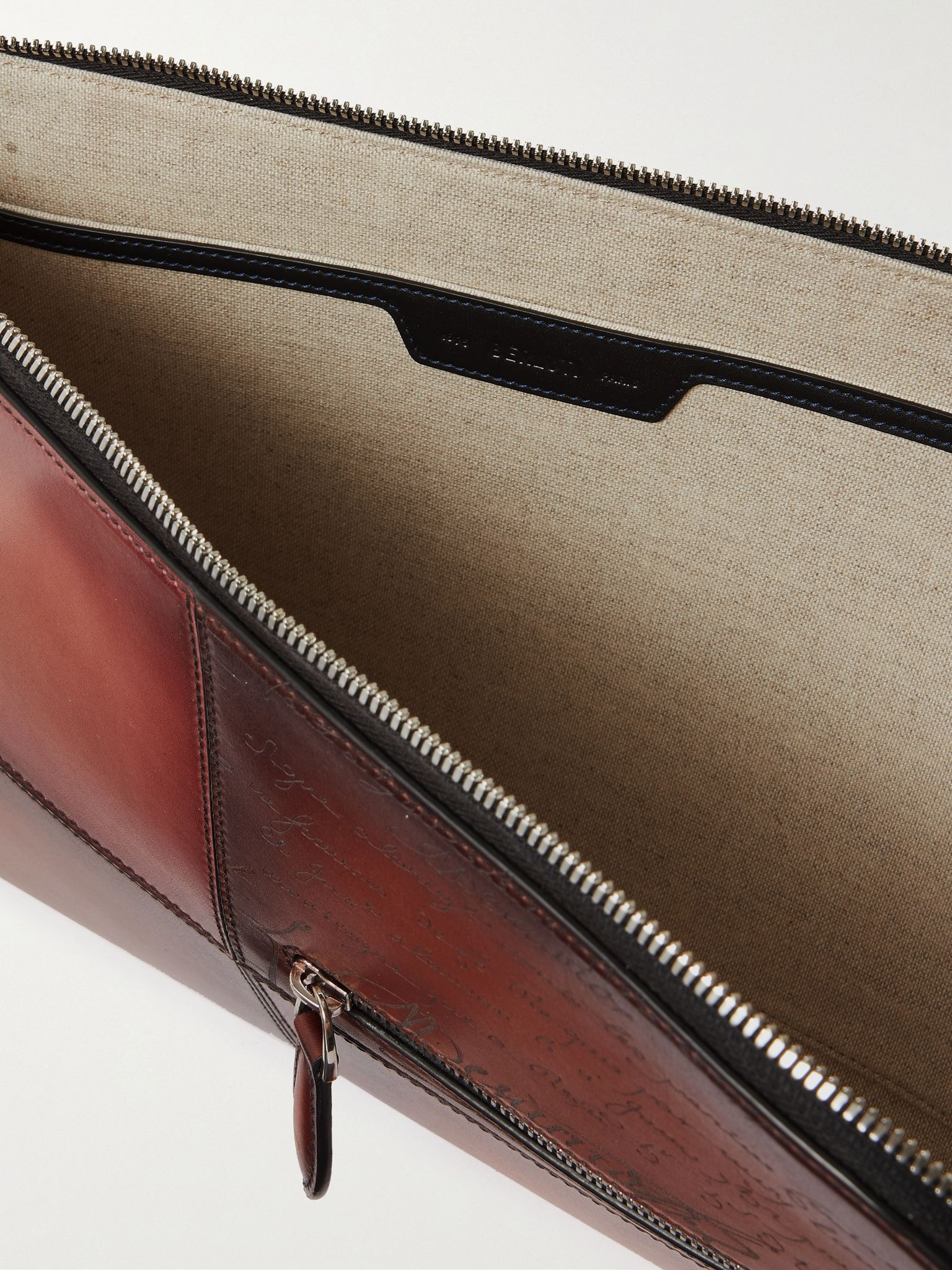 Nino TGM Scritto Panelled Venezia Leather Pouch Brown - 5