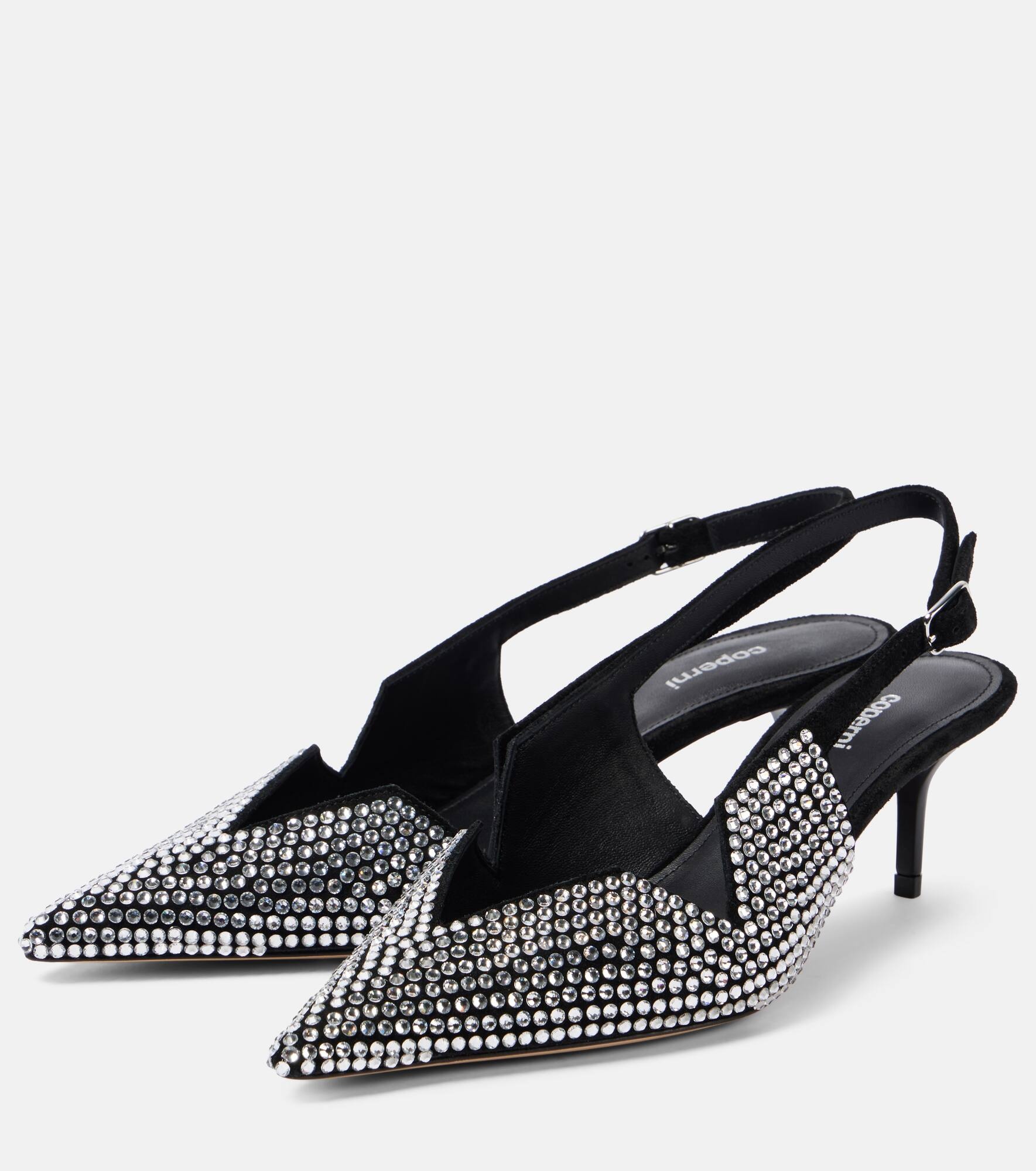65 crystal-embellished leather pumps - 4