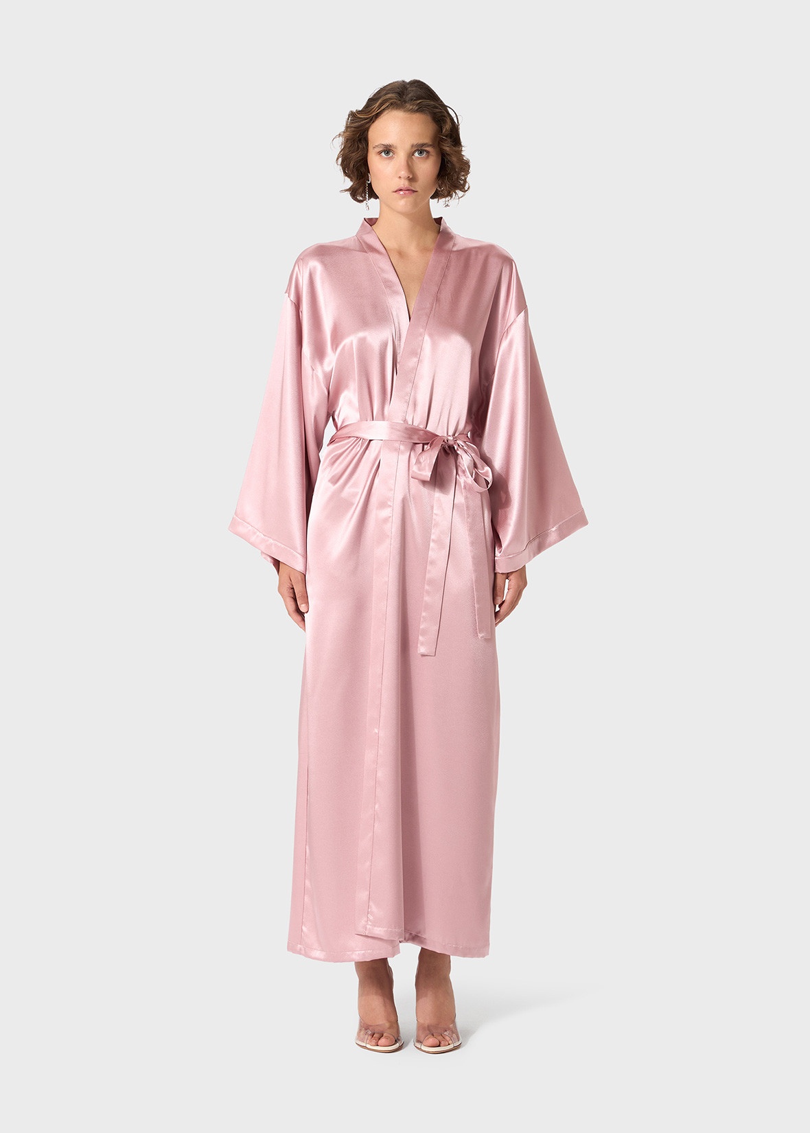 SATIN ROBE WITH RHINESTONE BLUMARINE LOGO - 3