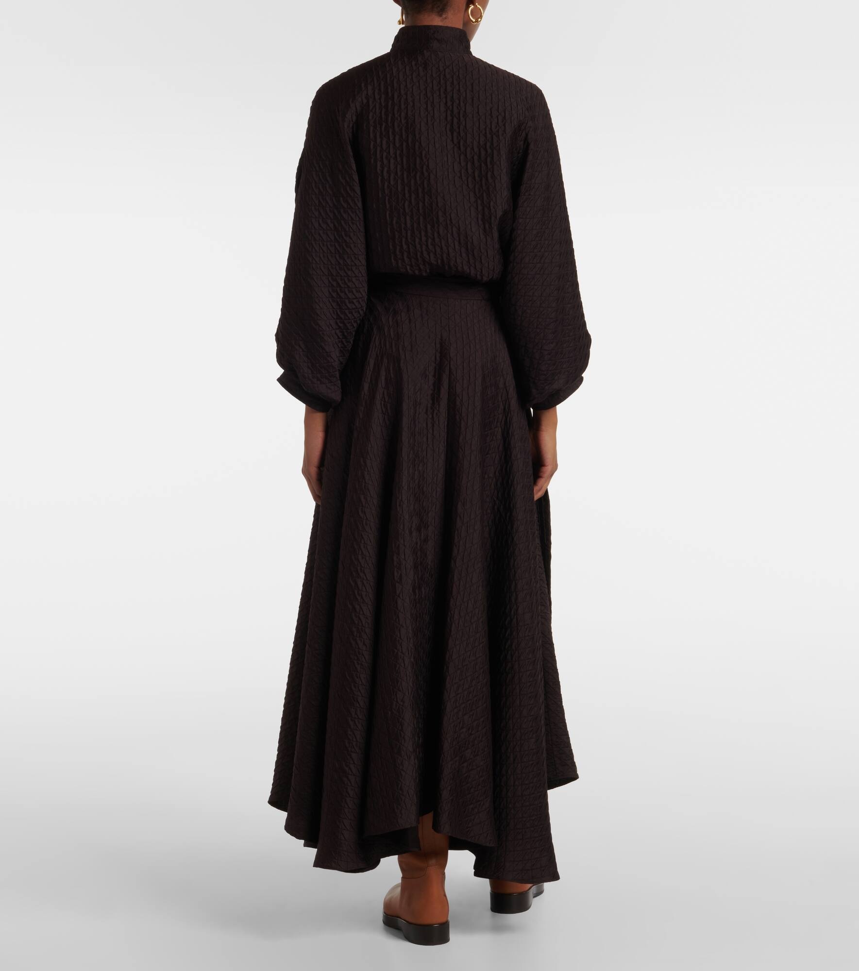 Quilted tie-detail silk maxi skirt - 3
