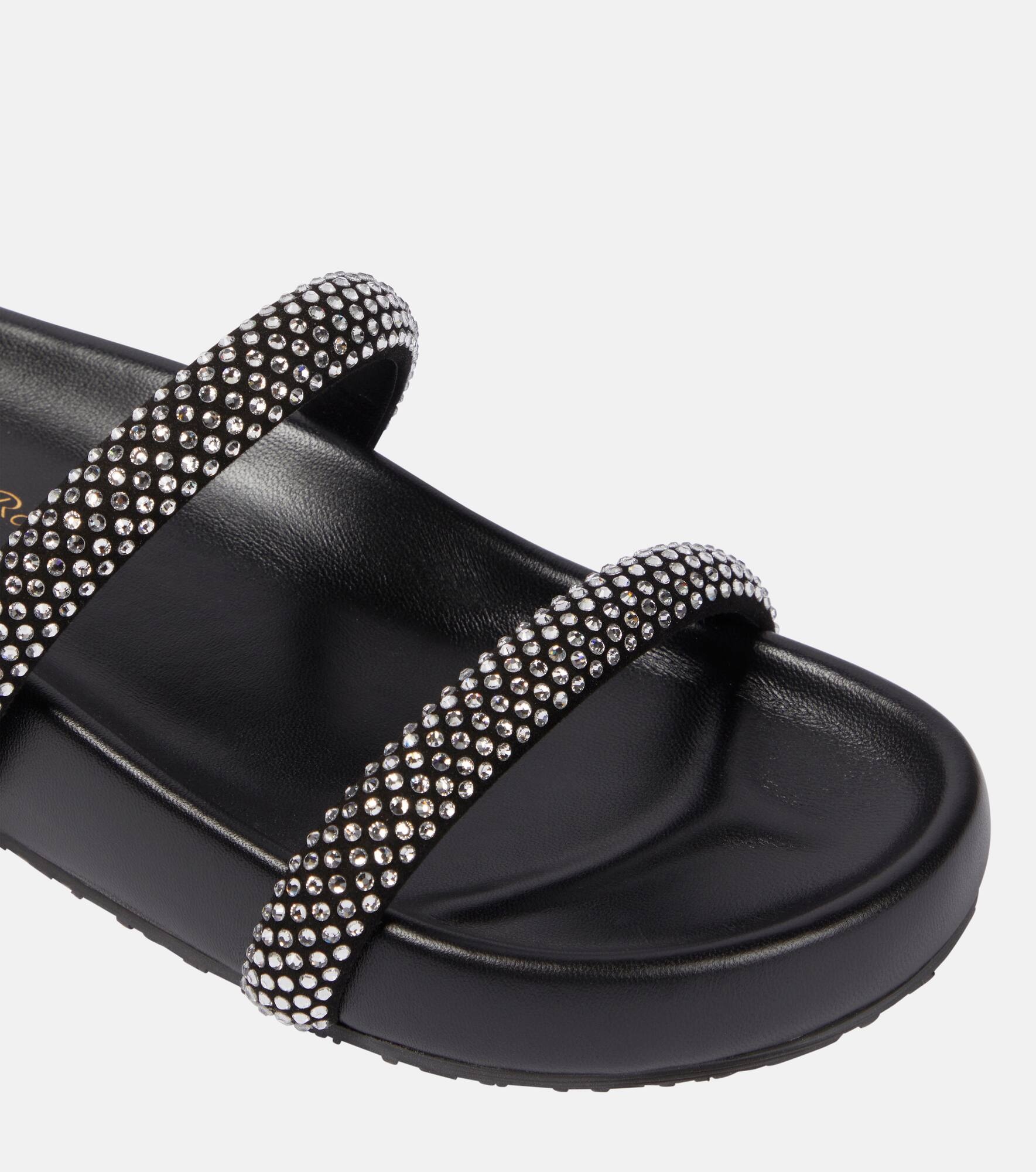 Embellished leather platform slides - 6