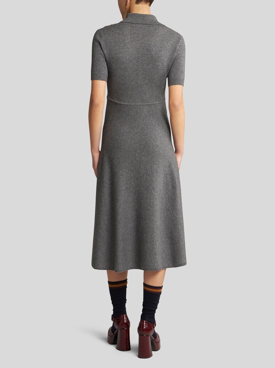 KNIT FABRIC AND SILK POLO DRESS - 4