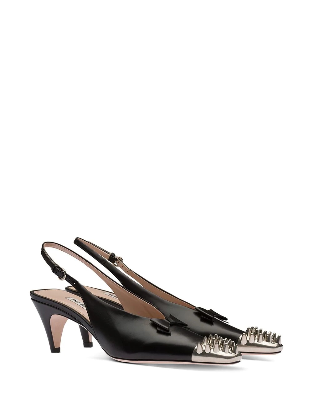 spiked toe cap slingback pumps - 2