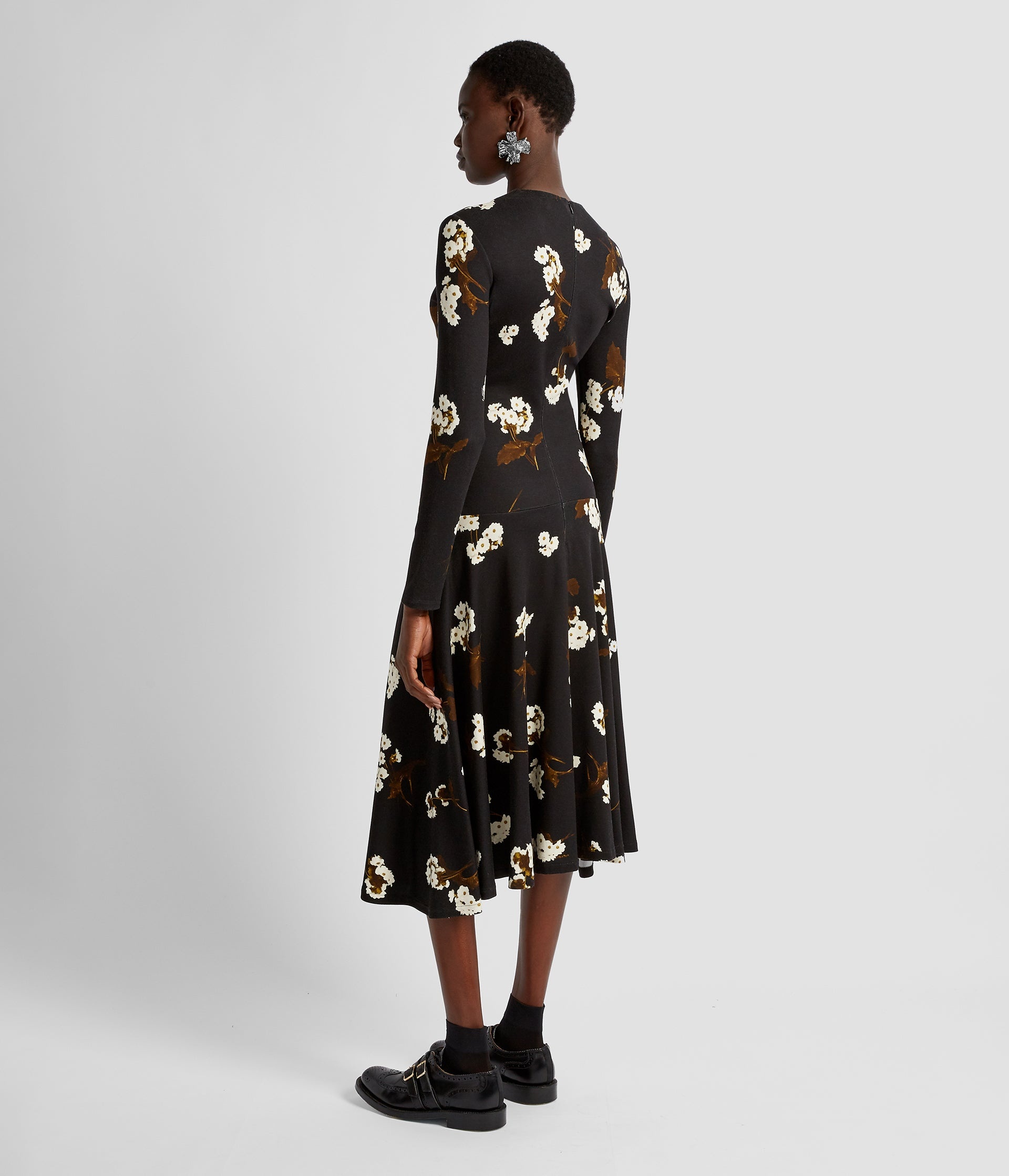 LONG SLEEVE DRAPED MIDI DRESS - 3