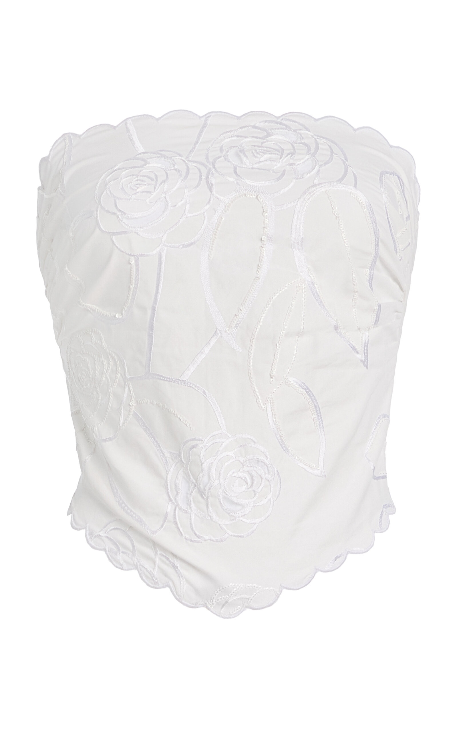 BERNADETTE Camellia-Embroidered Cotton Top ivory | REVERSIBLE