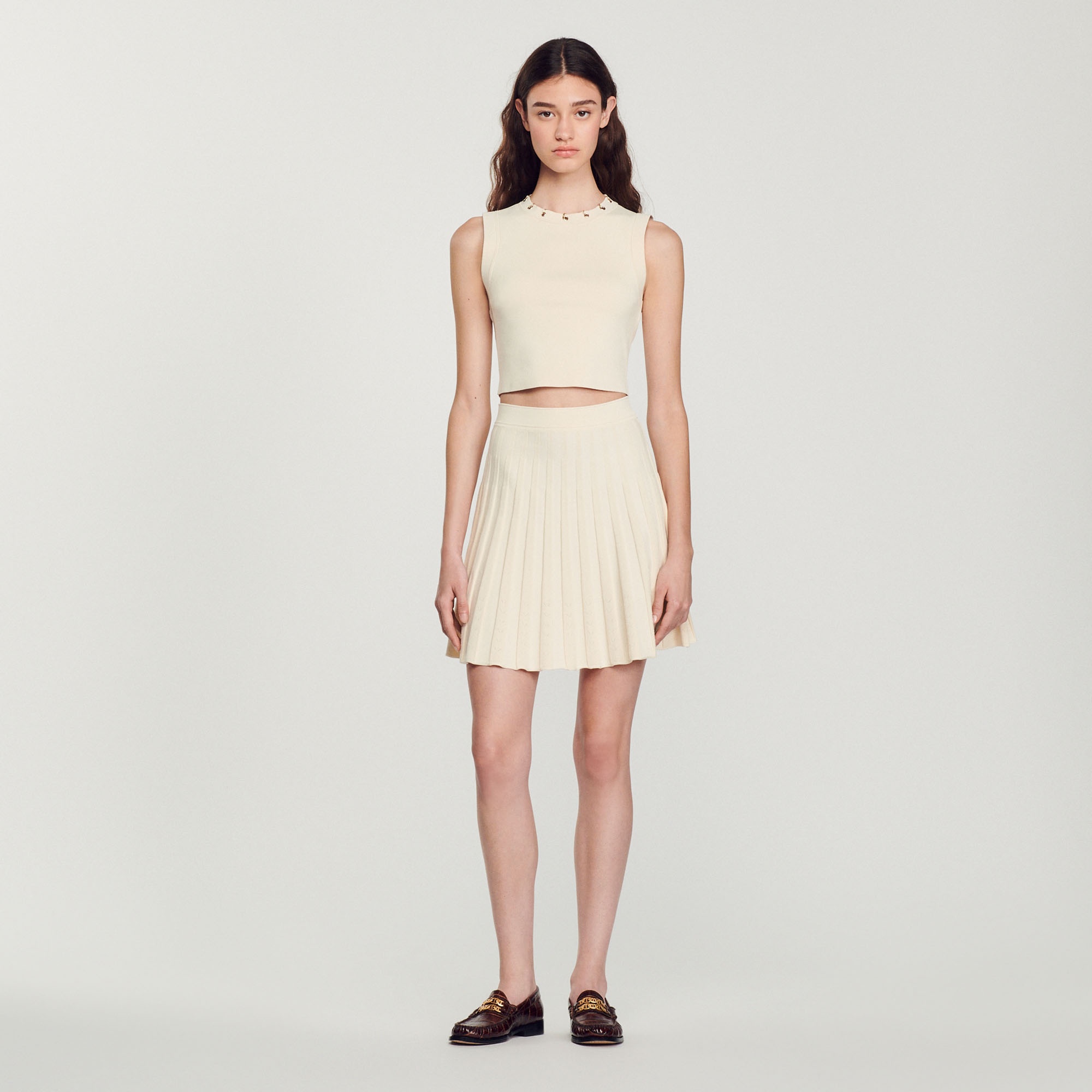 Short pleated knit skirt - 3