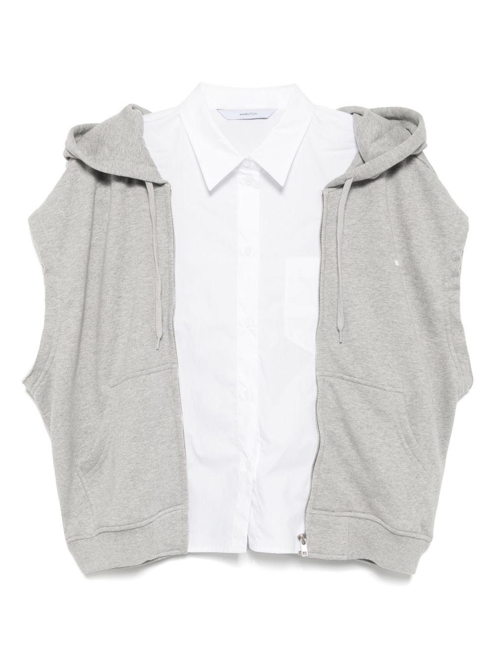 shirt layered hoodie - 1