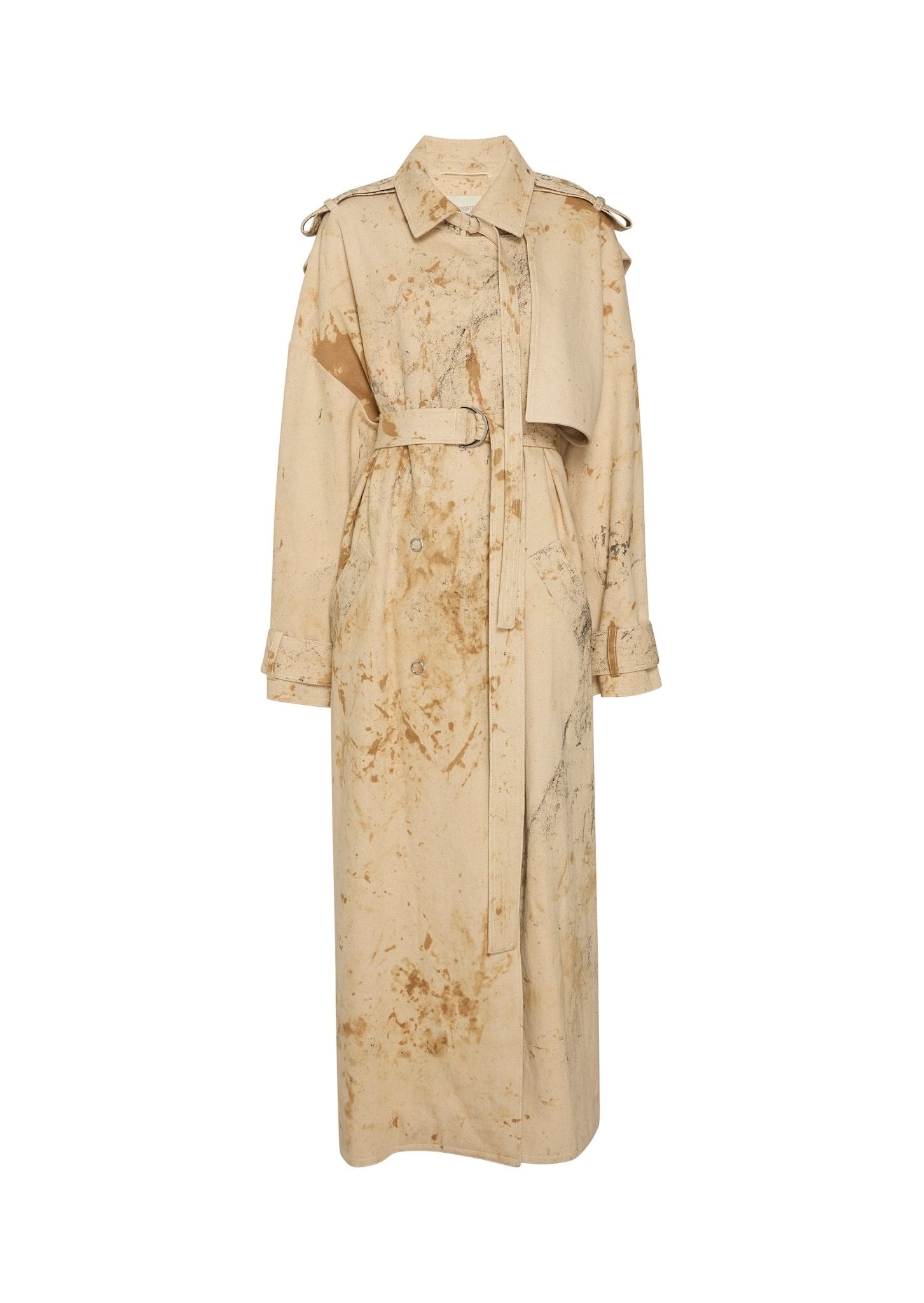 Splatter Denim Double Breasted Trench - 1