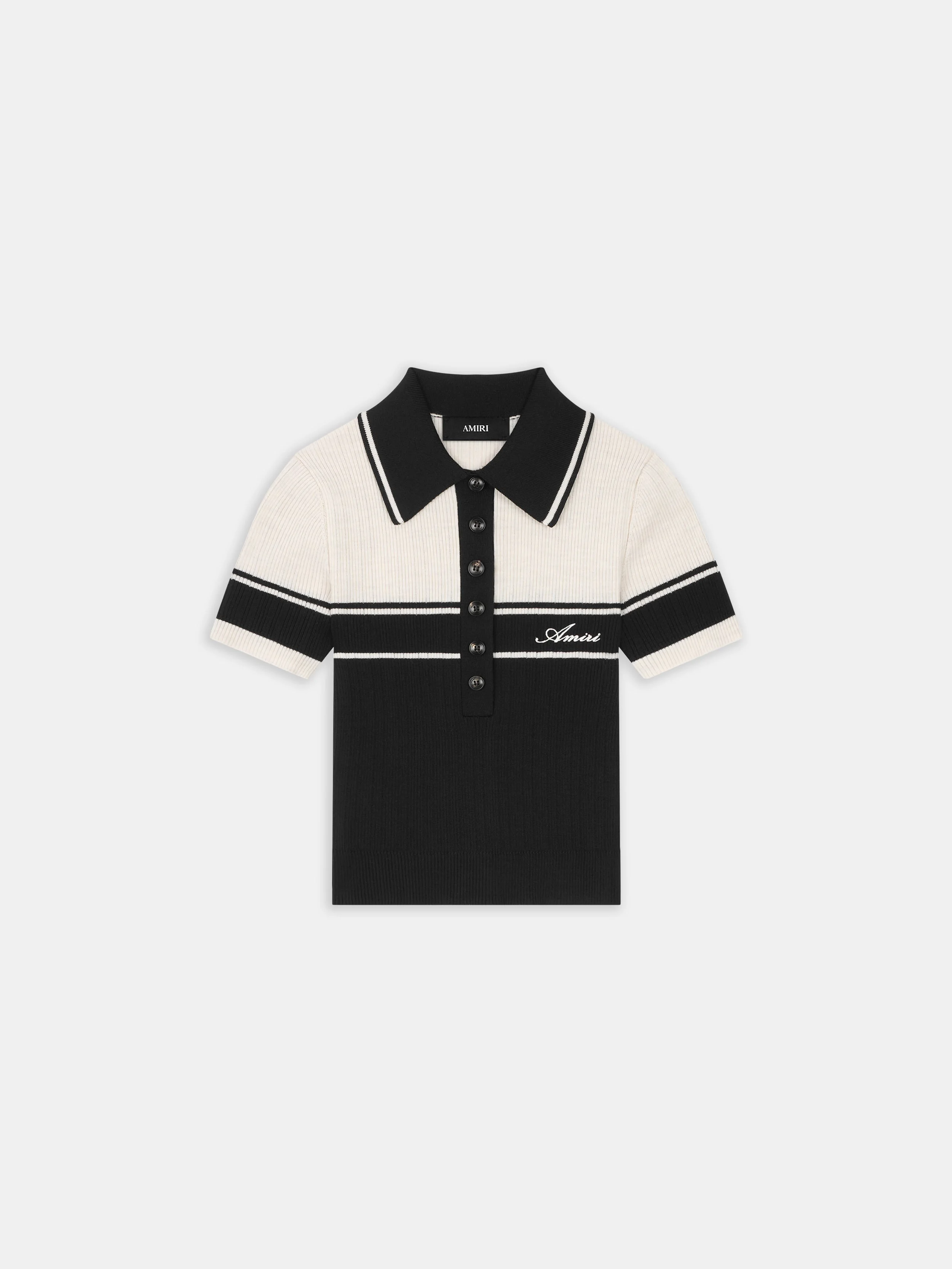 WOMEN'S SCRIPT KNIT SLIM POLO - 1