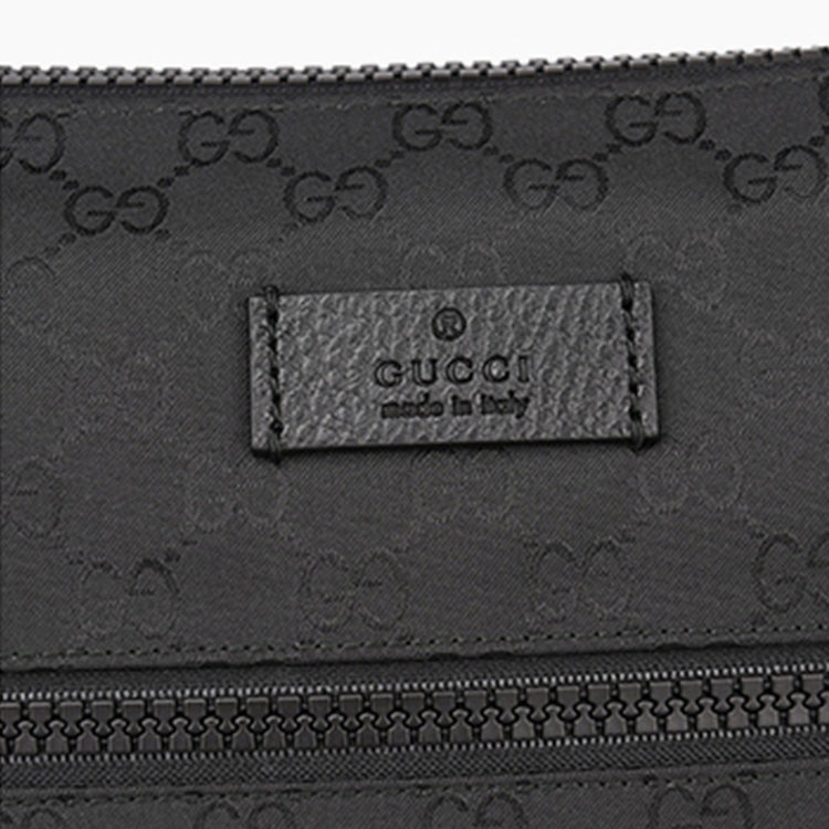 Men's Gucci Logo Leather Logo Stripe Webbing Shoulder Strap Nylon Shoulder Messenger Bag Black 44918 - 5